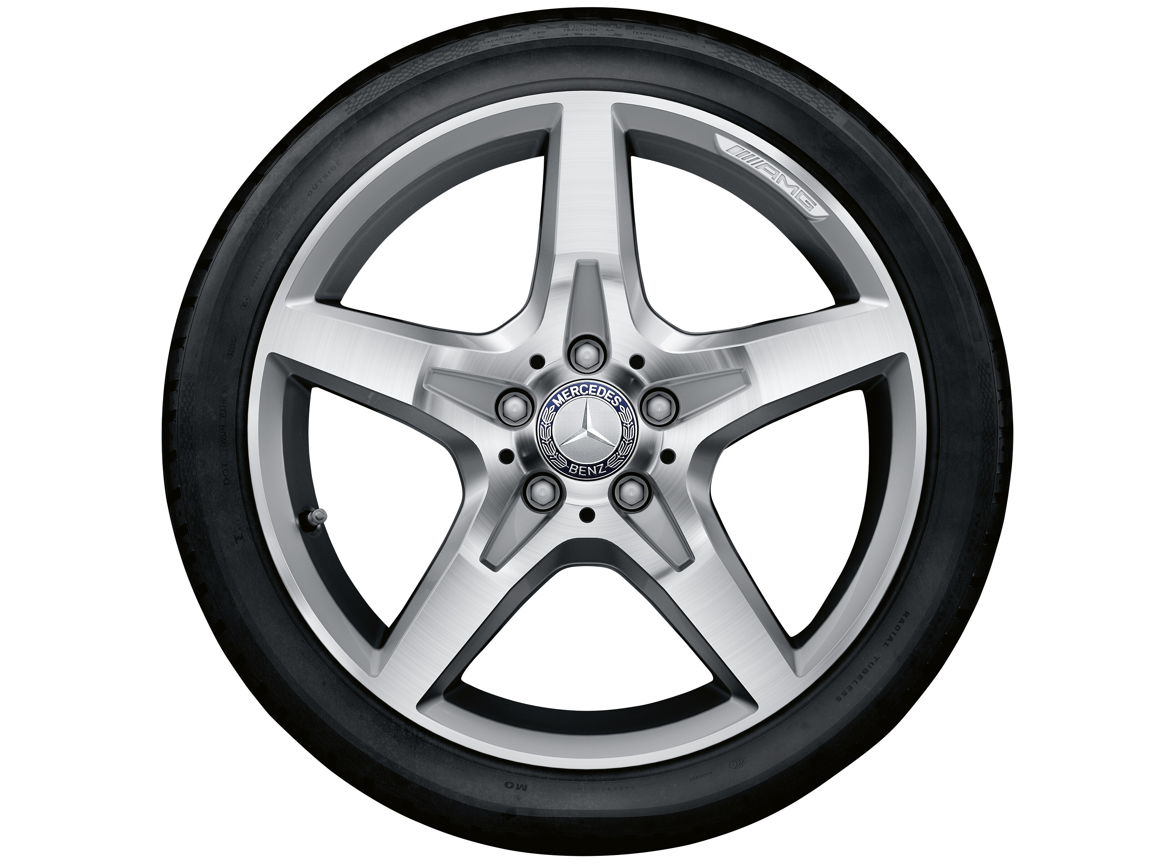 AMG 5-spoke wheel, 45.7 cm (18-inch) - 7,5 J x 18 ET 42, silver-coloured, high-sheen
