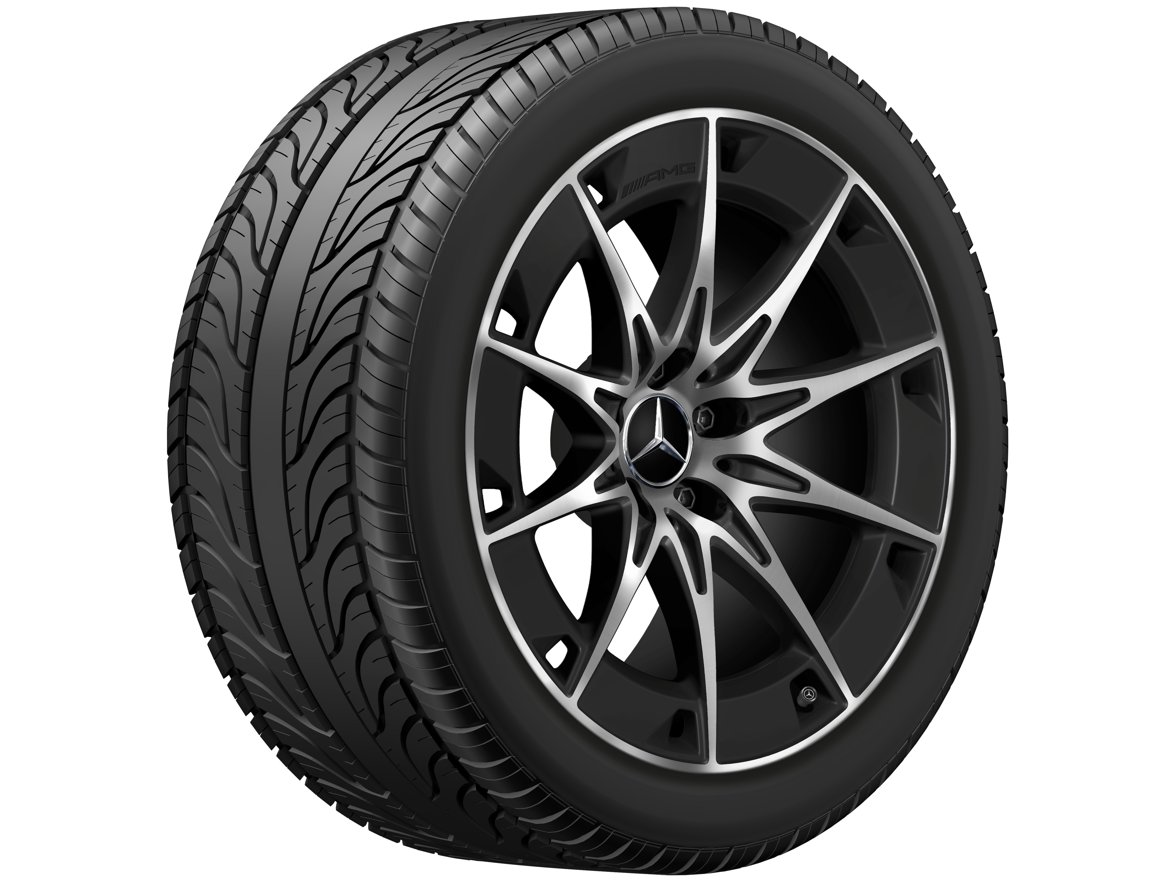 AMG 10-spoke wheel, 48.3 cm (19-inch) - 9,5 J x 19 ET 19, matt black, high-sheen