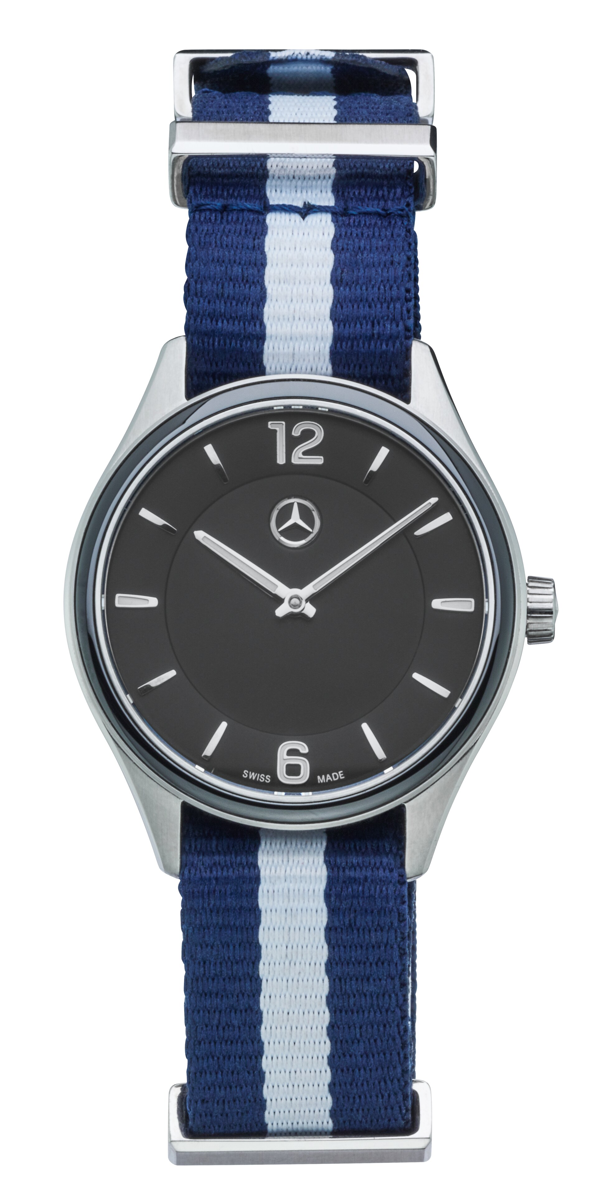 Watch, Women, Mercedes-Benz, Fashion - black / silver-coloured / blue, Stainless steel / Ceramic / Nylon
