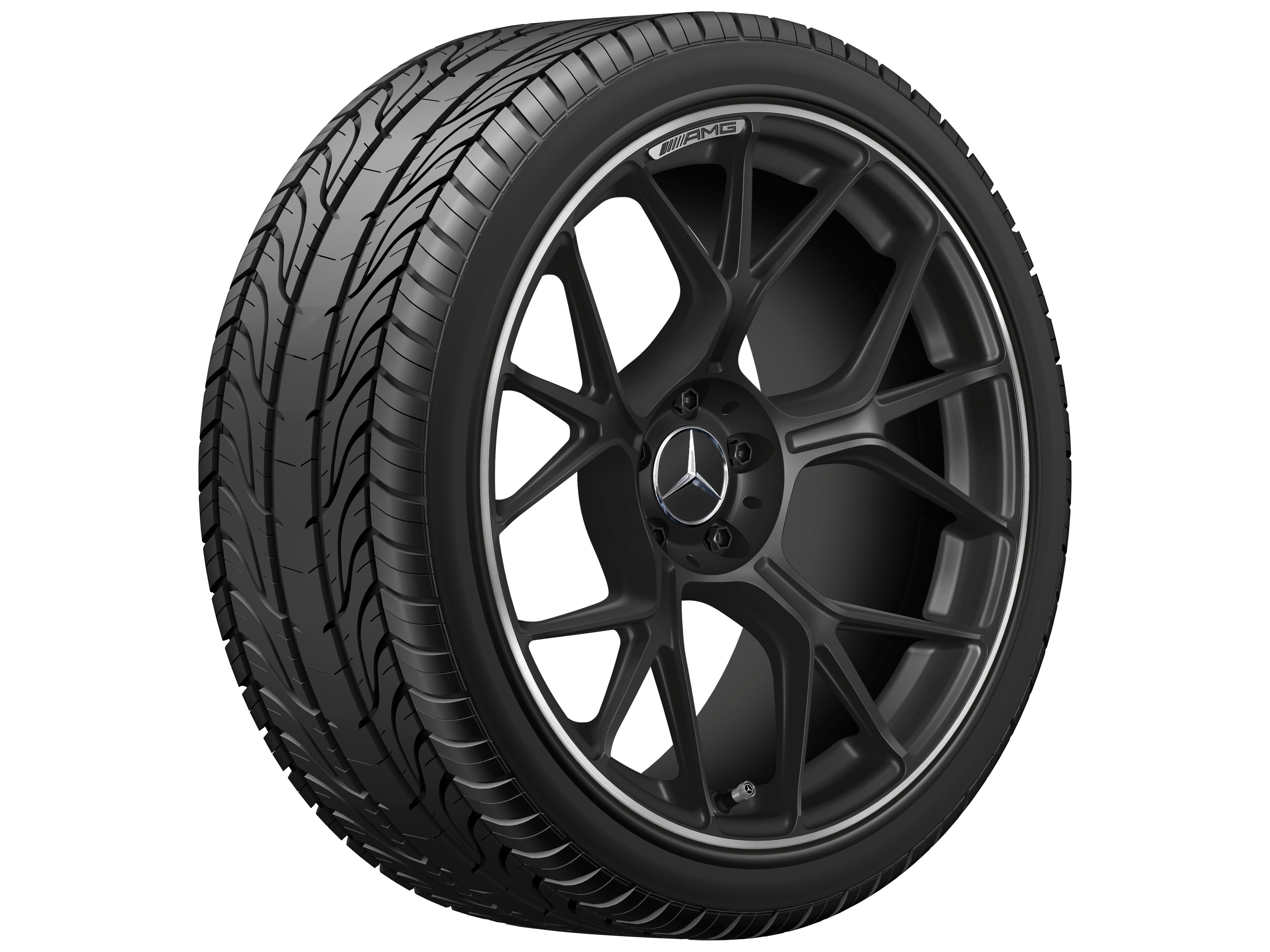 AMG forged wheel in cross-spoke design, 50.8 cm (20-inch), High-sheen rim flange - 11 J x 20 ET 24,1, matt black, high-sheen rim flange
