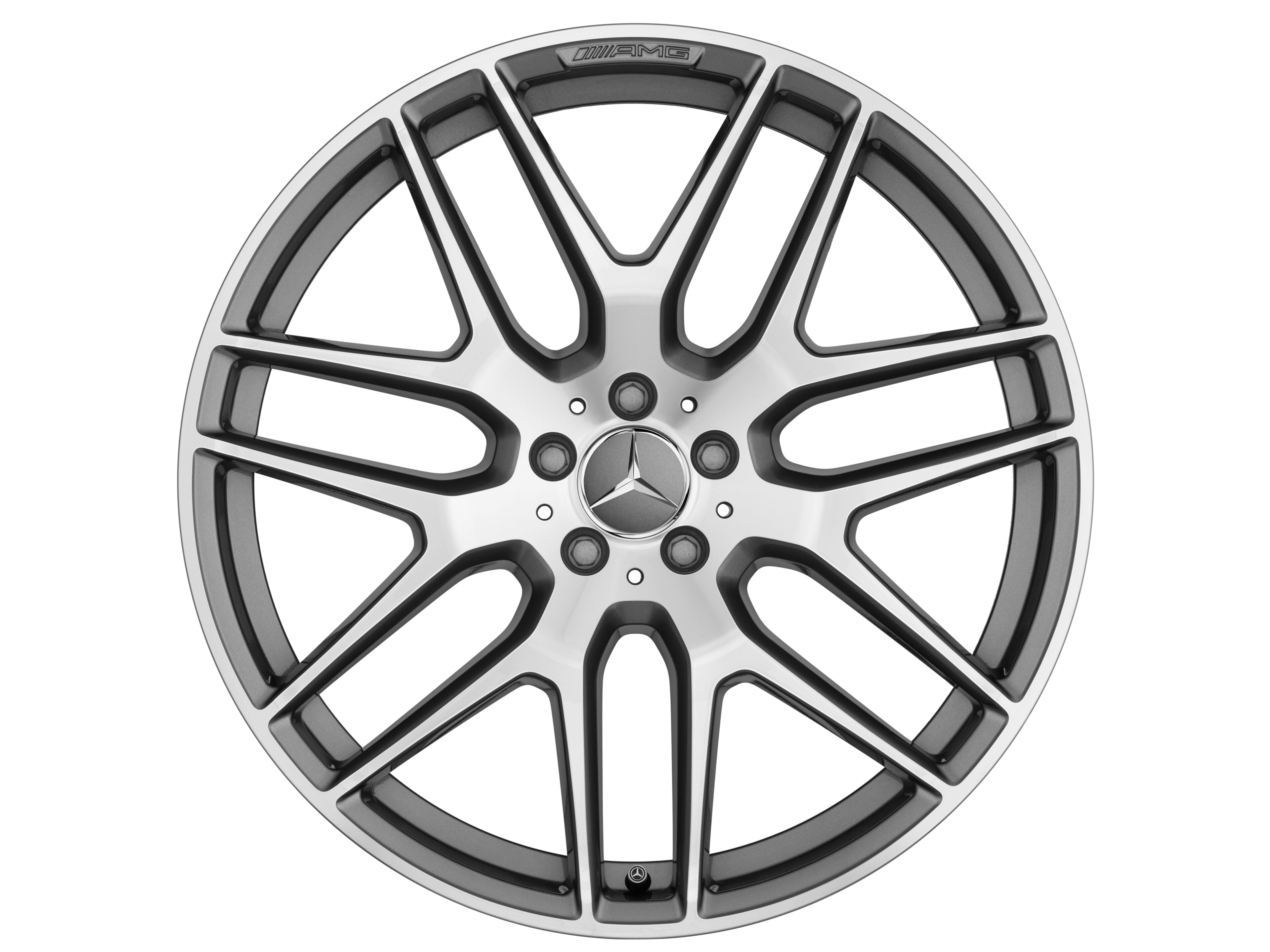 AMG light-alloy wheel, in cross-spoke design, 53.3 cm (21-inch) - 10 J x 21 ET 46, titanium grey, high-sheen