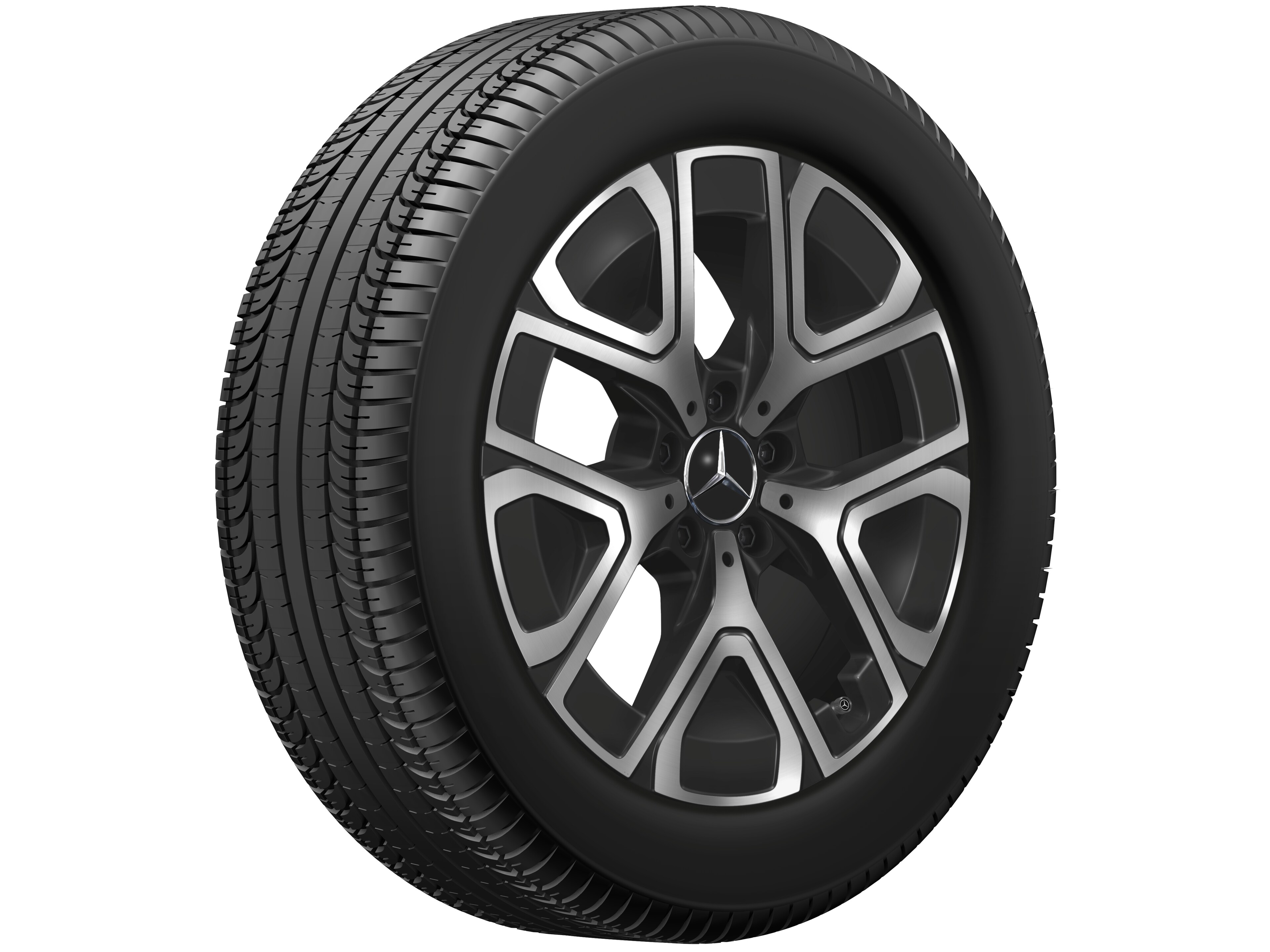 5-twin-spoke wheel, Aero, 45.7 cm (18-inch) - 7 J x 18 ET 46,6, black, high-sheen