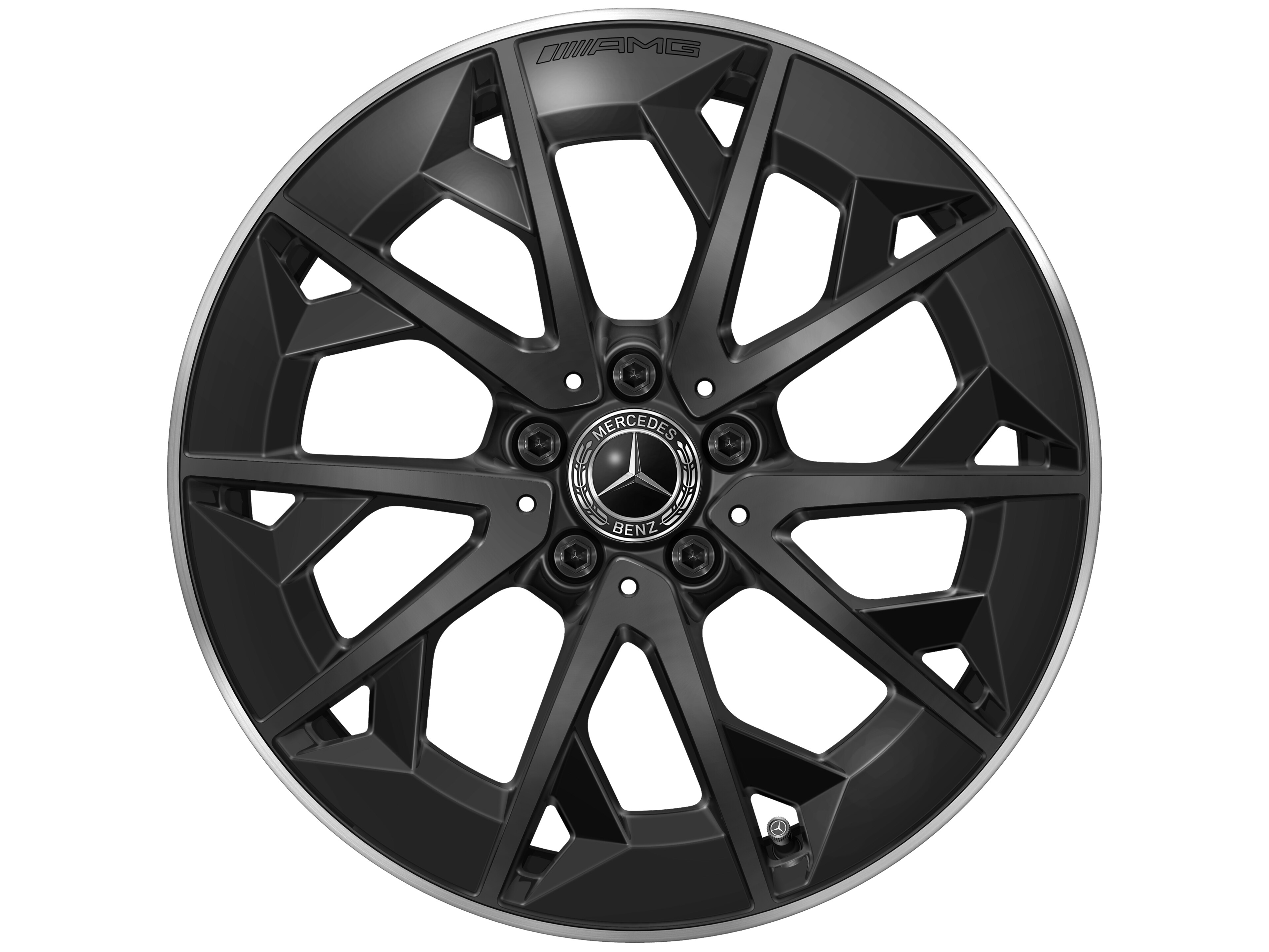 AMG light-alloy wheel, in cross-spoke design, 48.3 cm (19-inch) - 7,5 J x 19 ET 48,4, matt black, high-sheen rim flange