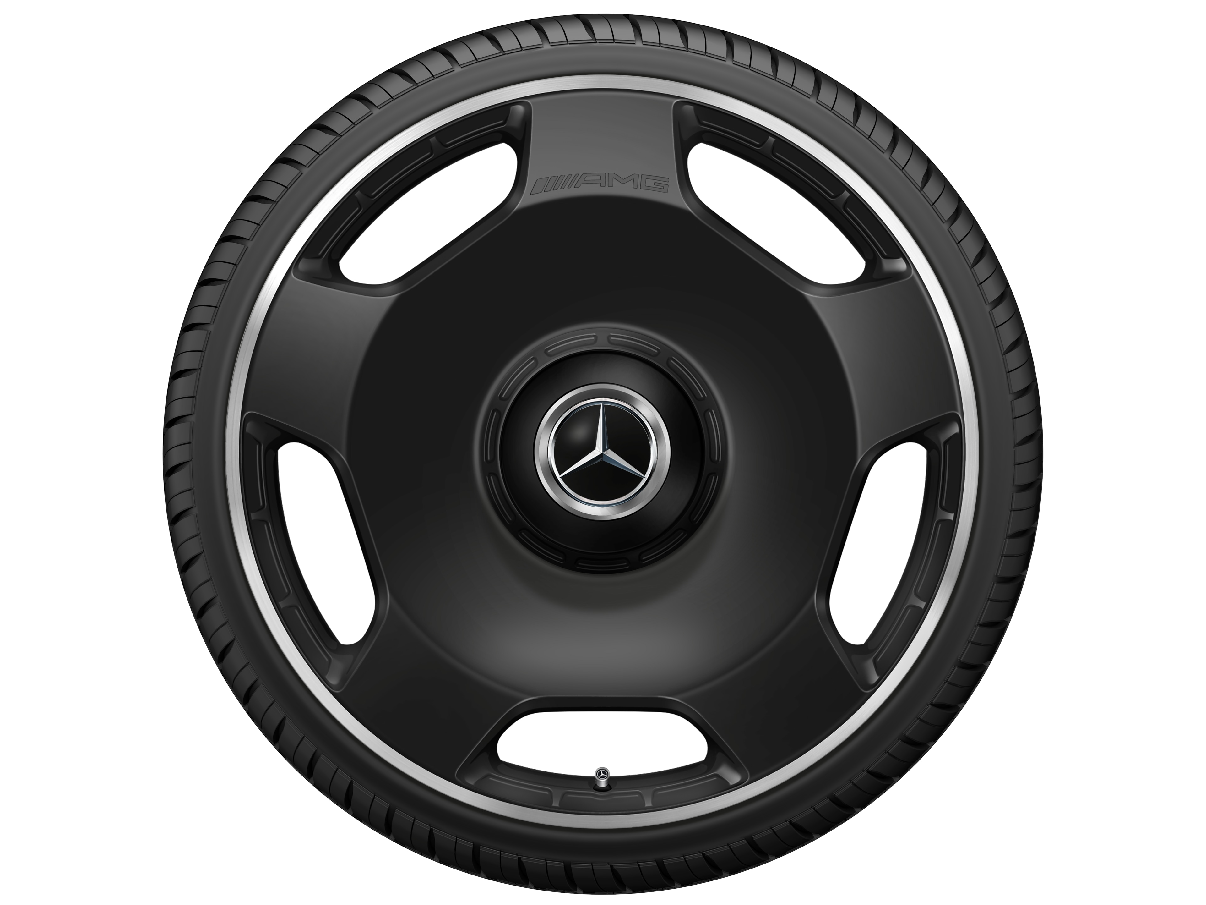 AMG forged wheel in a 5-hole design, 58.4 cm (23-inch), High-sheen rim flange - 10 J x 23 ET 45, matt black, high-sheen rim flange