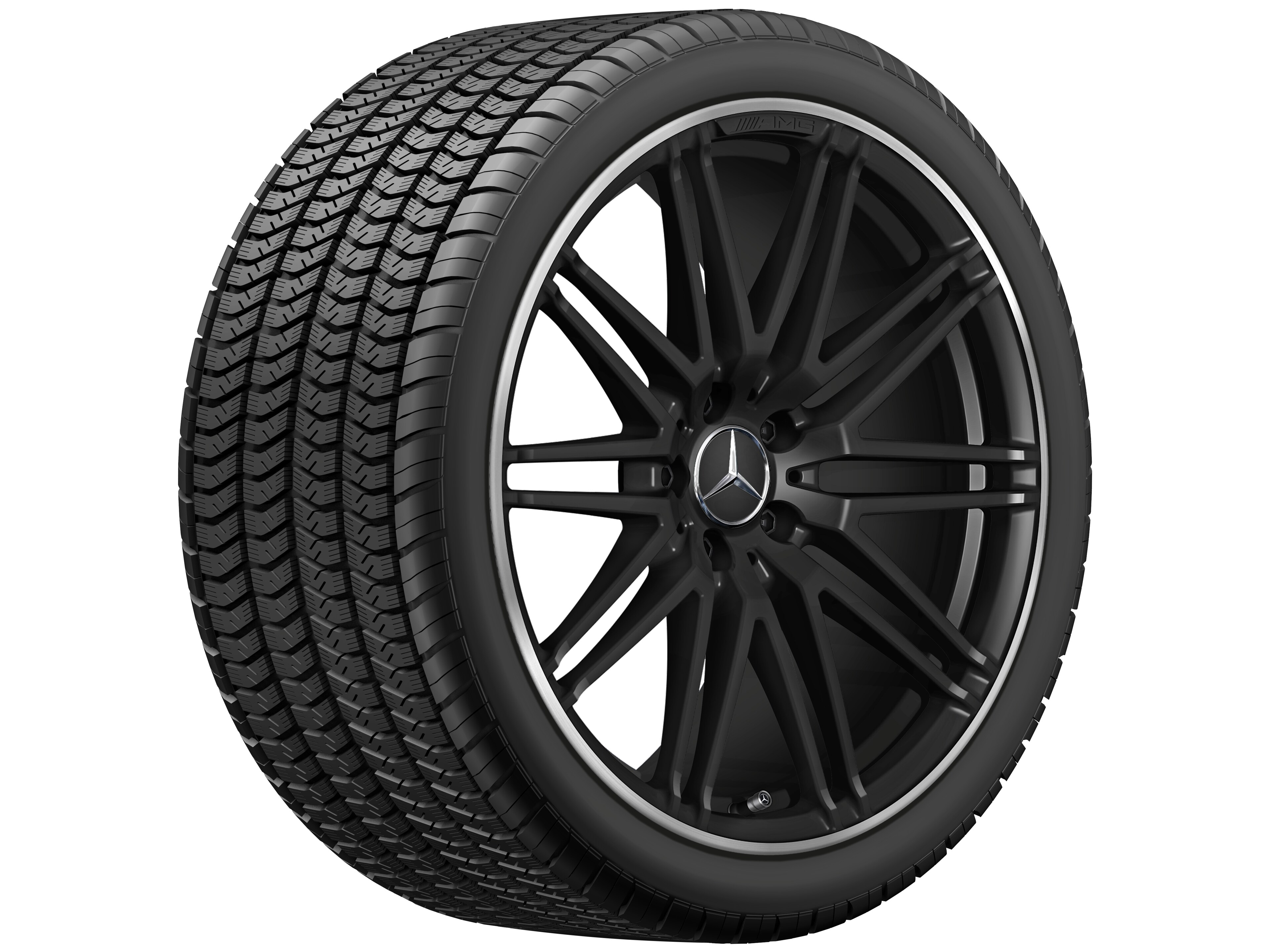 AMG forged wheel in 10-spoke design, 50.8 cm (20-inch), High-sheen rim flange - 11 J x 20 ET 68, matt black, high-sheen rim flange