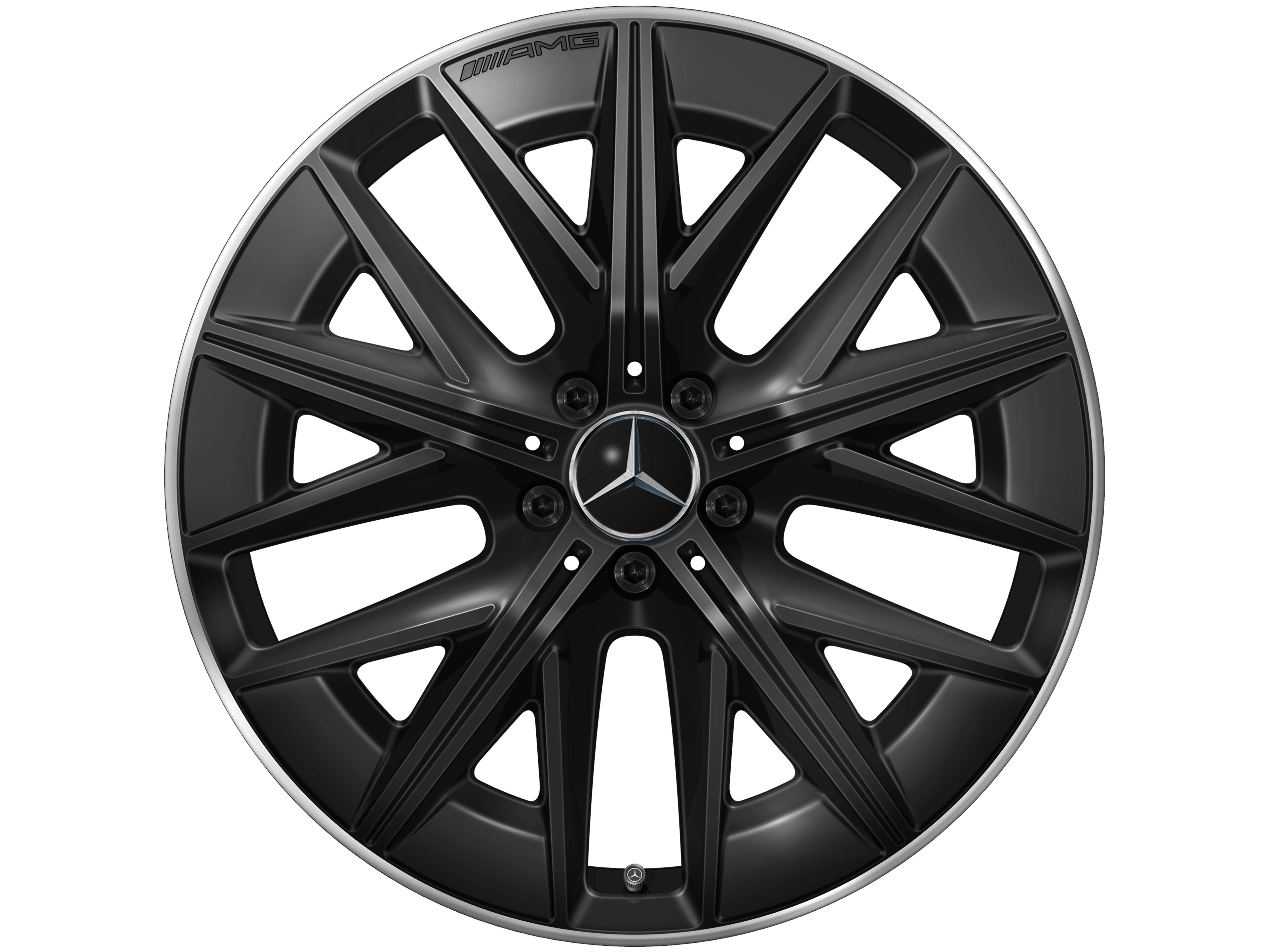 AMG light-alloy wheel, in multi-spoke design, 50.8 cm (20-inch), High-sheen rim flange, aerodynamically optimized - 9 J x 20 ET 60,8, black, high-sheen rim flange