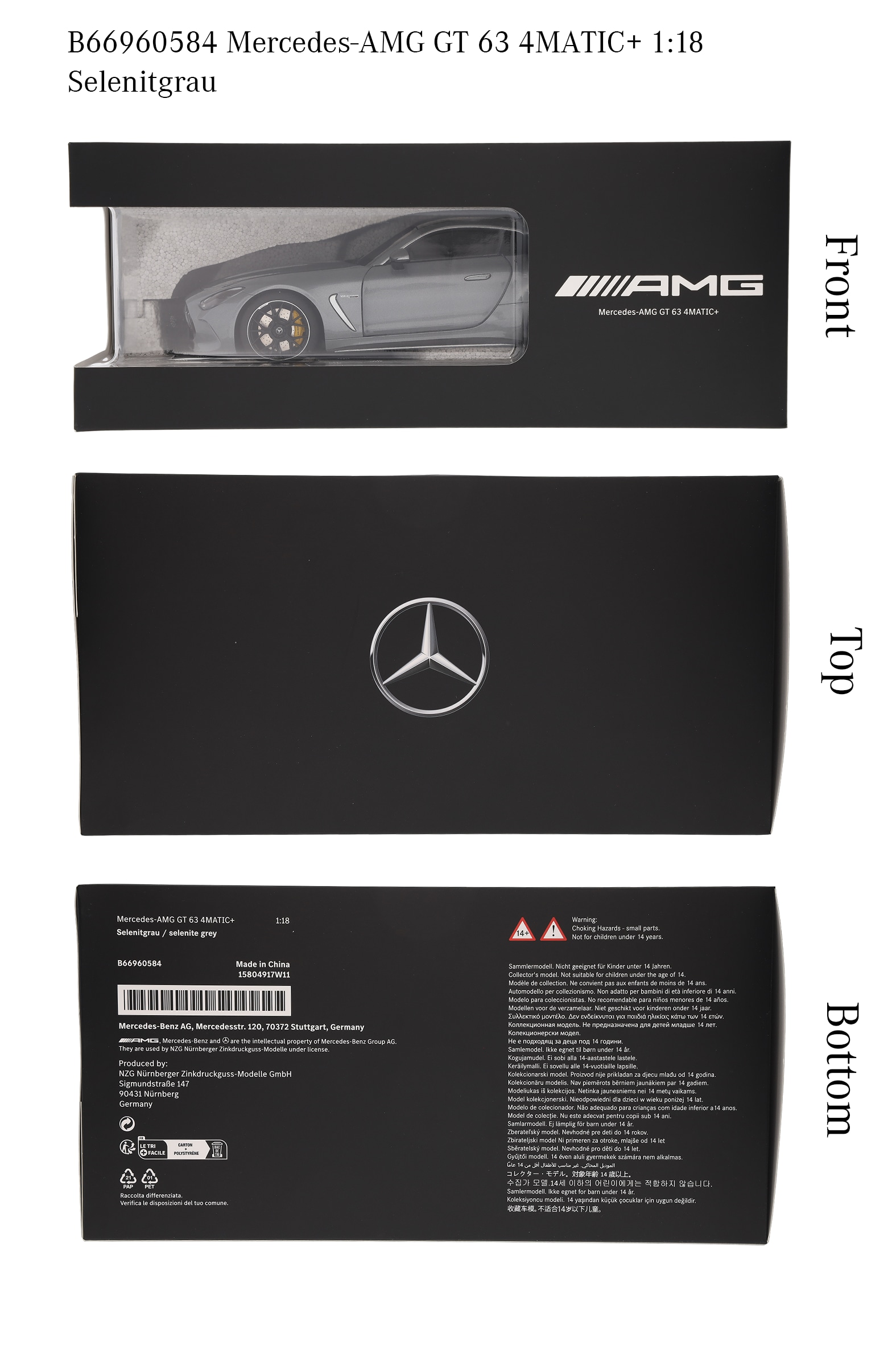 Mercedes-AMG GT 63, C192 - selenite grey, NZG, 1:18