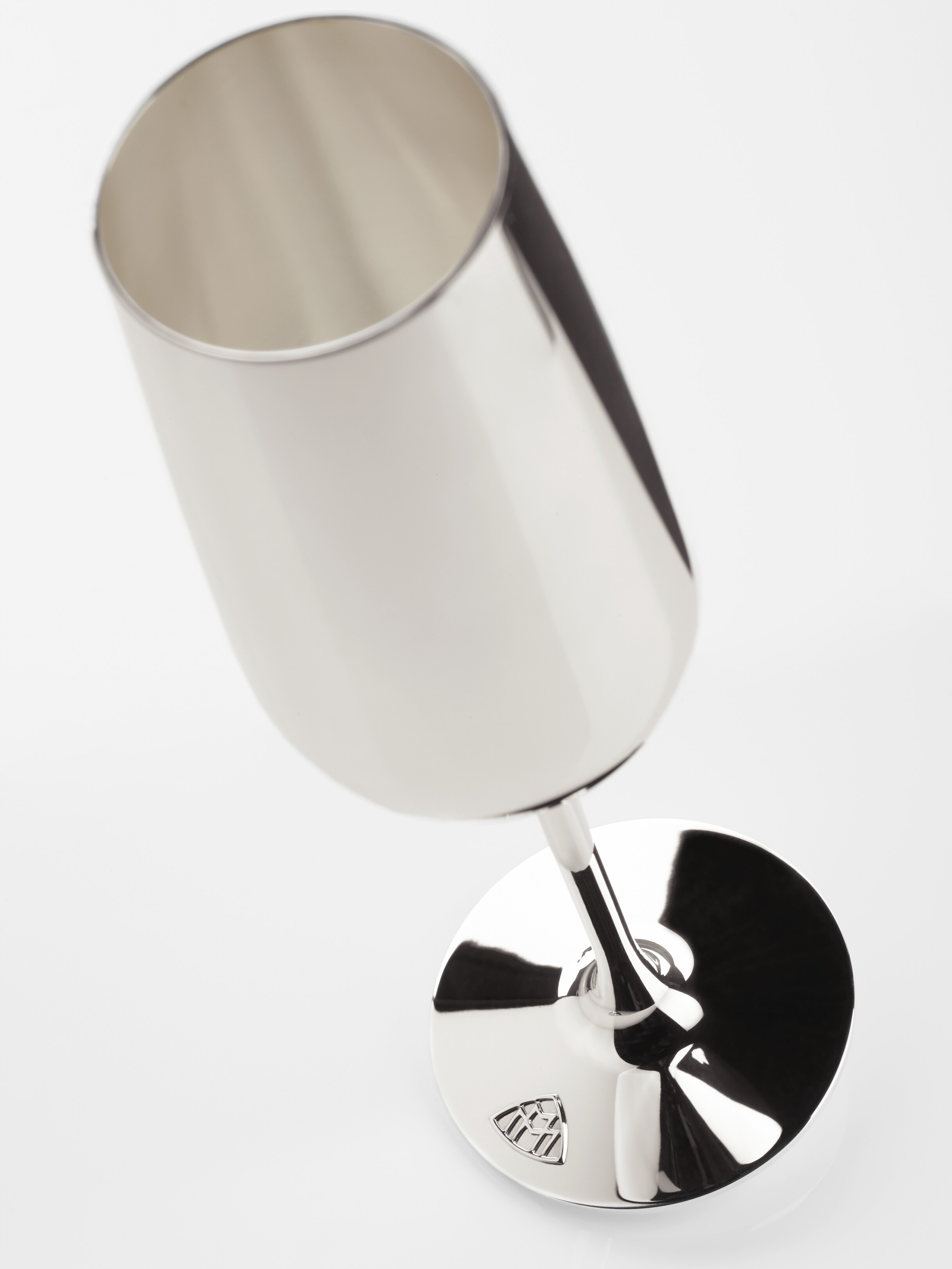 Champagne flute, solid silver-plated - sterling silver, Brass / Silver