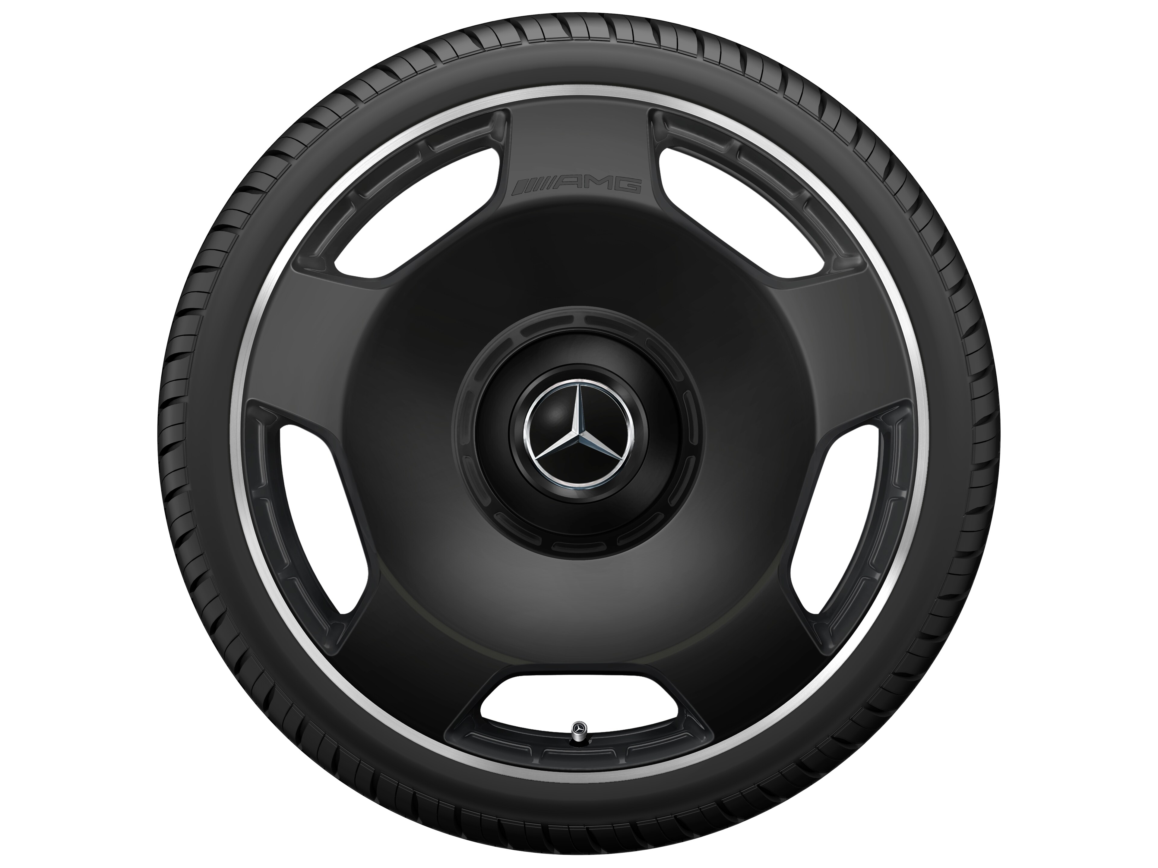 AMG forged wheel in a 5-hole design, 55.9 cm (22-inch), High-sheen rim flange - 10 J x 22 ET 36, matt black, high-sheen rim flange