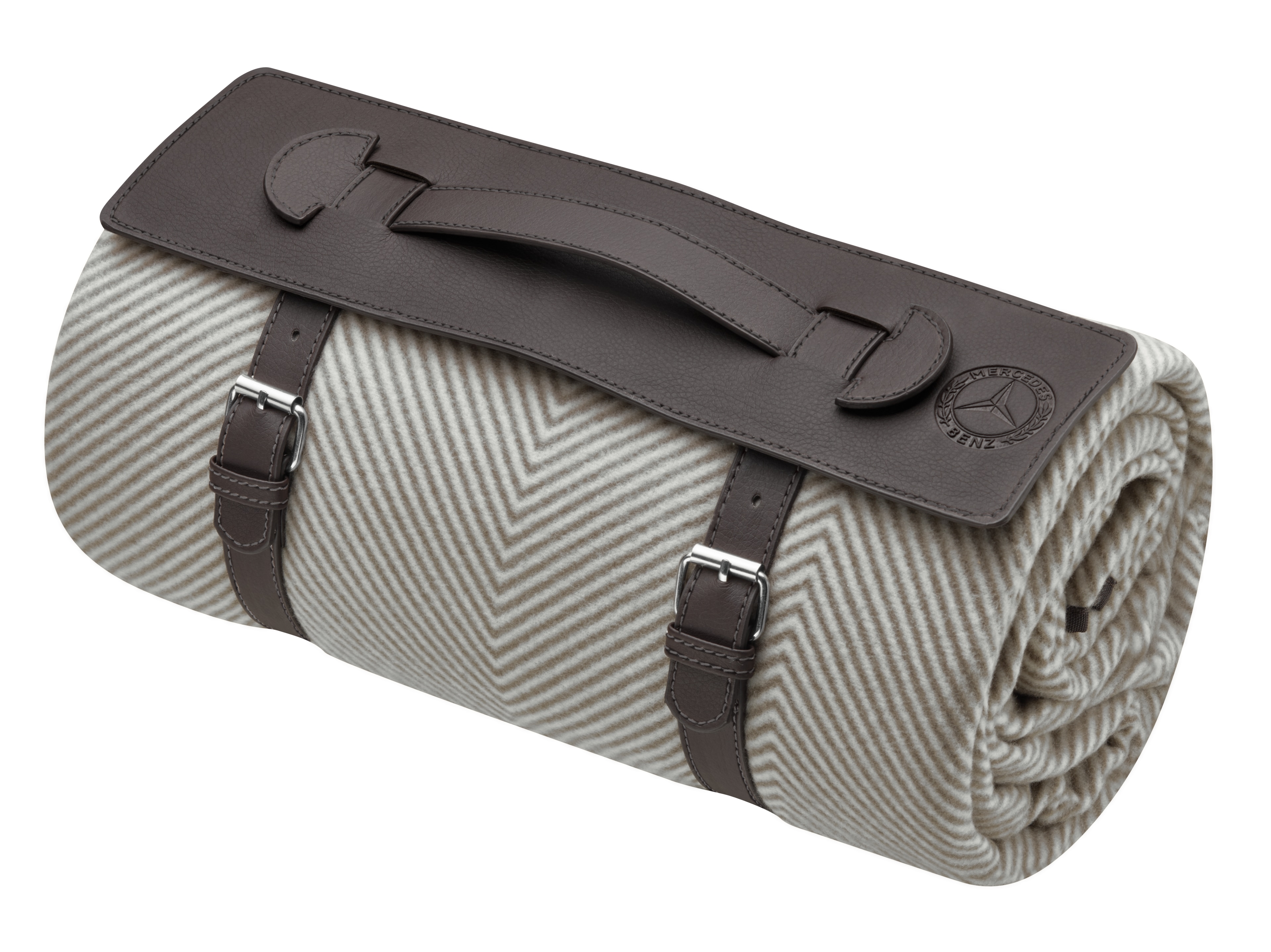 Picnic blanket, Herringbone - brown / ivory, Polyester