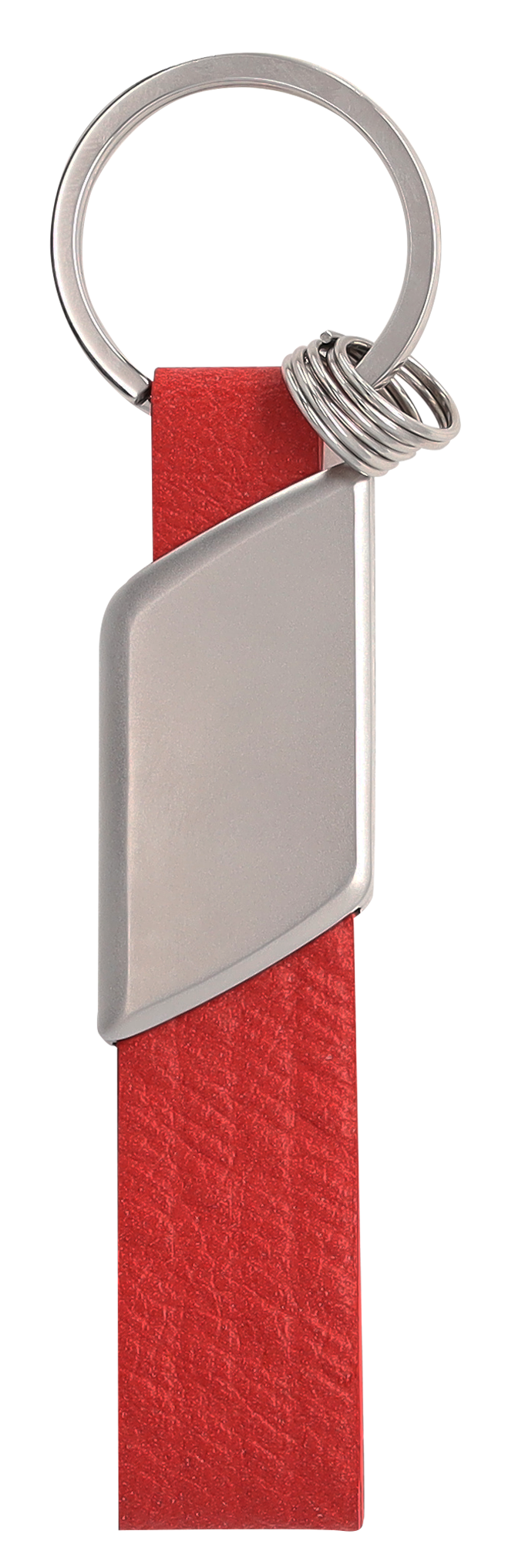 AMG key ring - red / silver-coloured, Stainless steel / Apple leather (vegan)