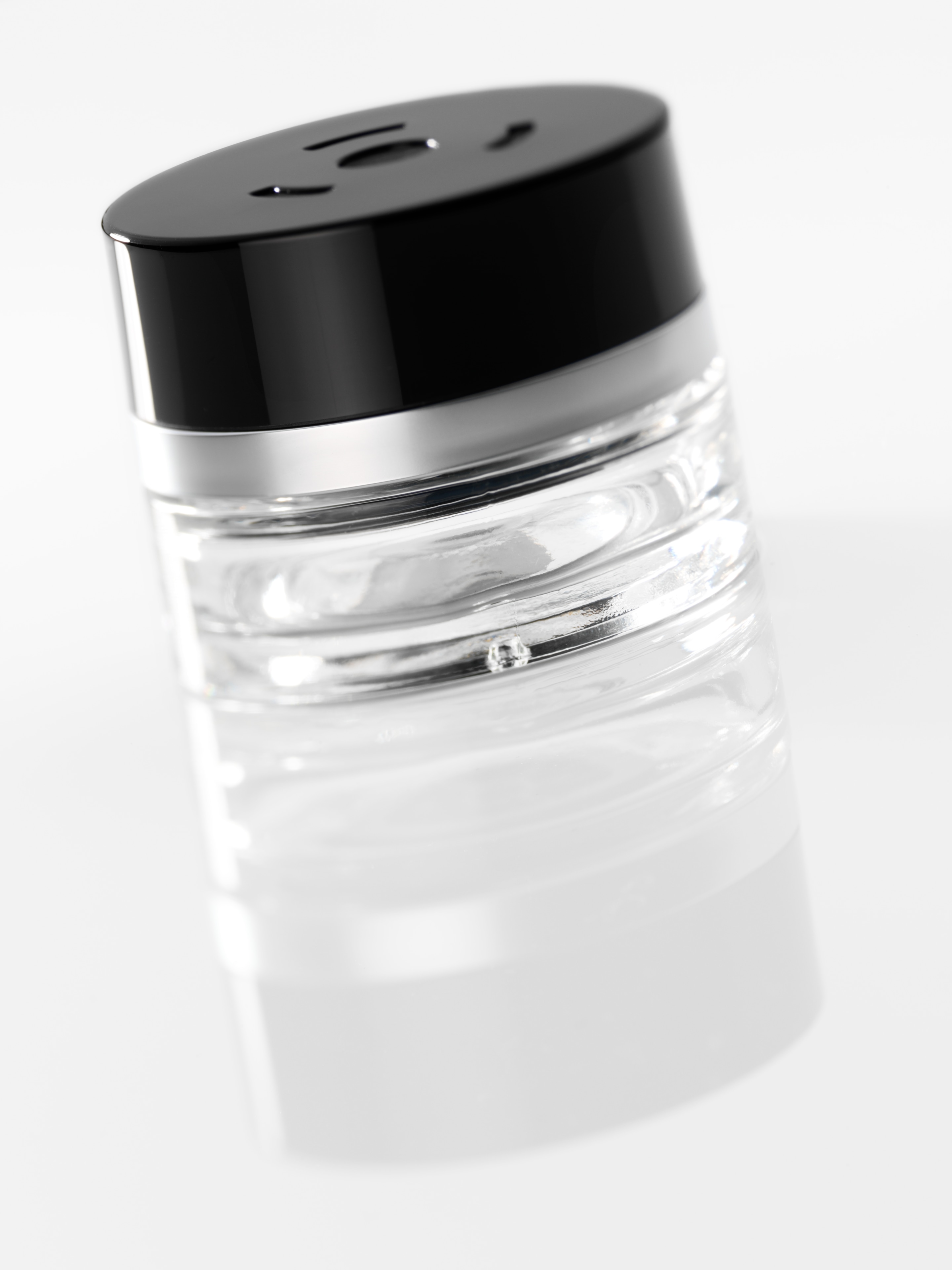 Flacon, empty - transparent / black, Glass, 15 ml