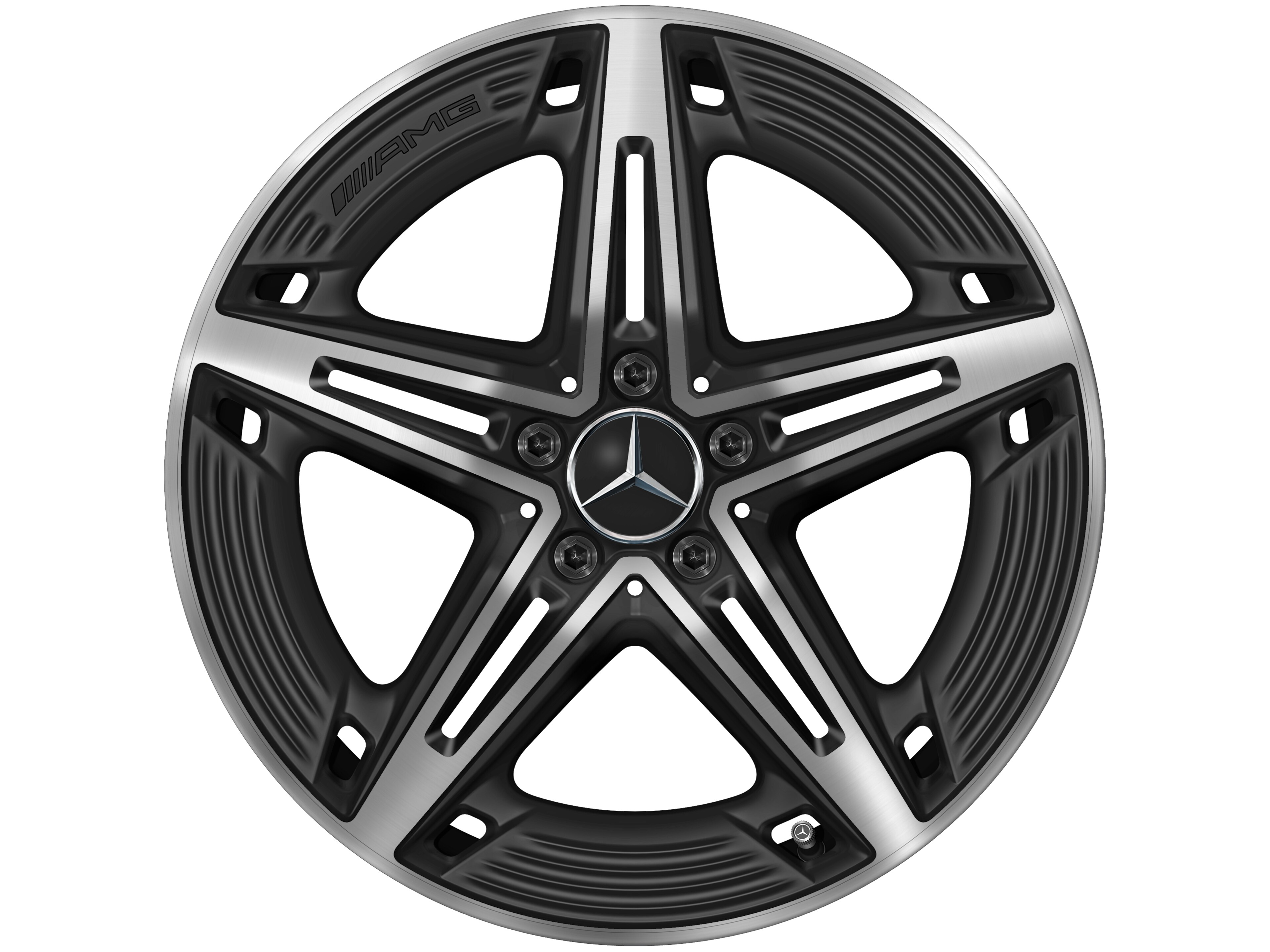 AMG 5-spoke wheel, 48.3 cm (19-inch) - 8,5 J x 19 ET 46, matt black, high-sheen