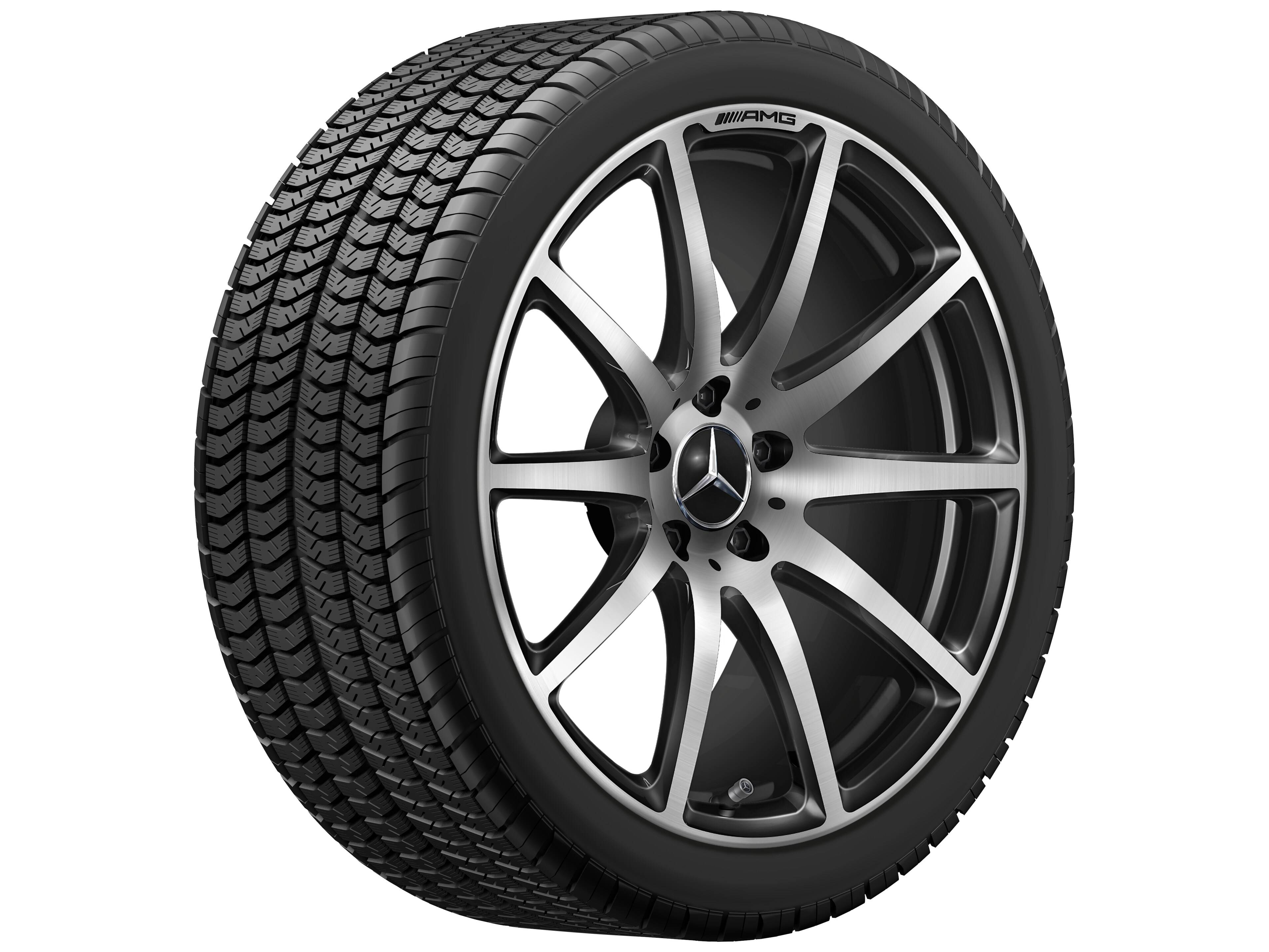 AMG forged wheel in 10-spoke design, 48.3 cm (19-inch) - 9 J x 19 ET 27, black, polished