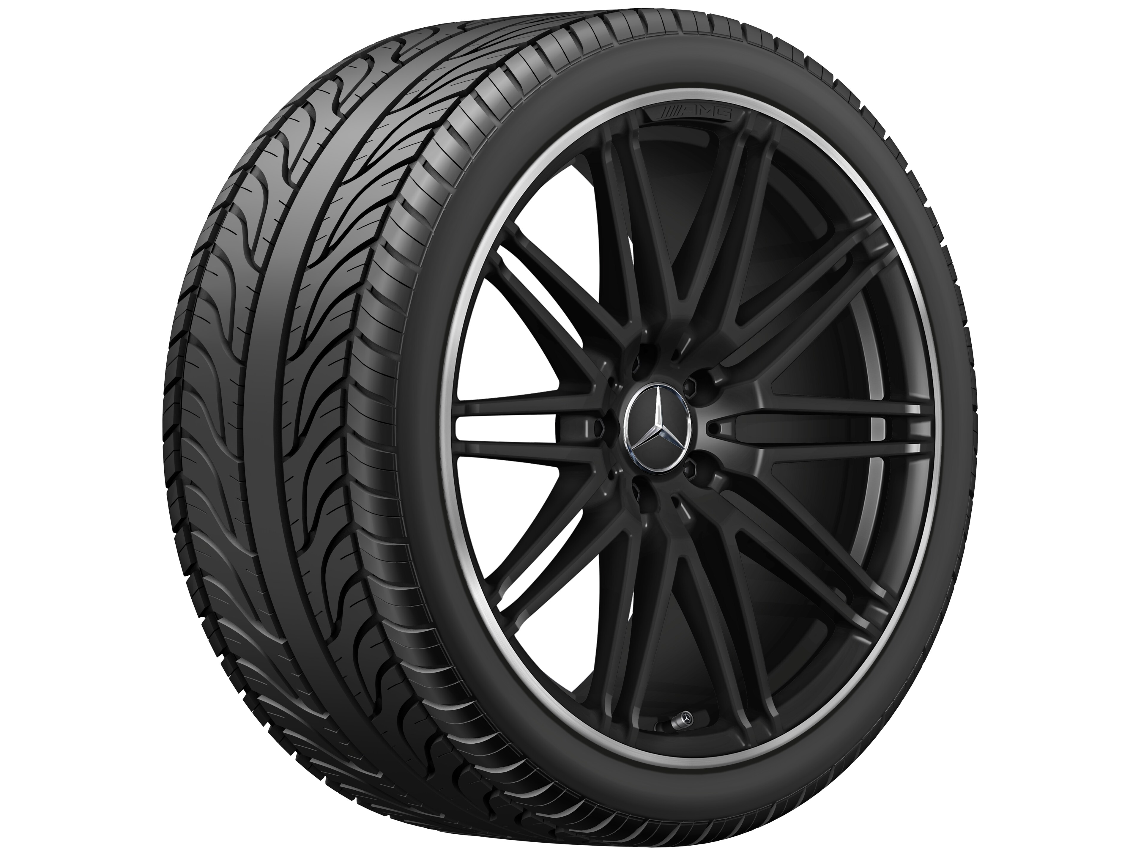 AMG forged wheel in 10-spoke design, 50.8 cm (20-inch), High-sheen rim flange - 11 J x 20 ET 68, matt black, high-sheen rim flange