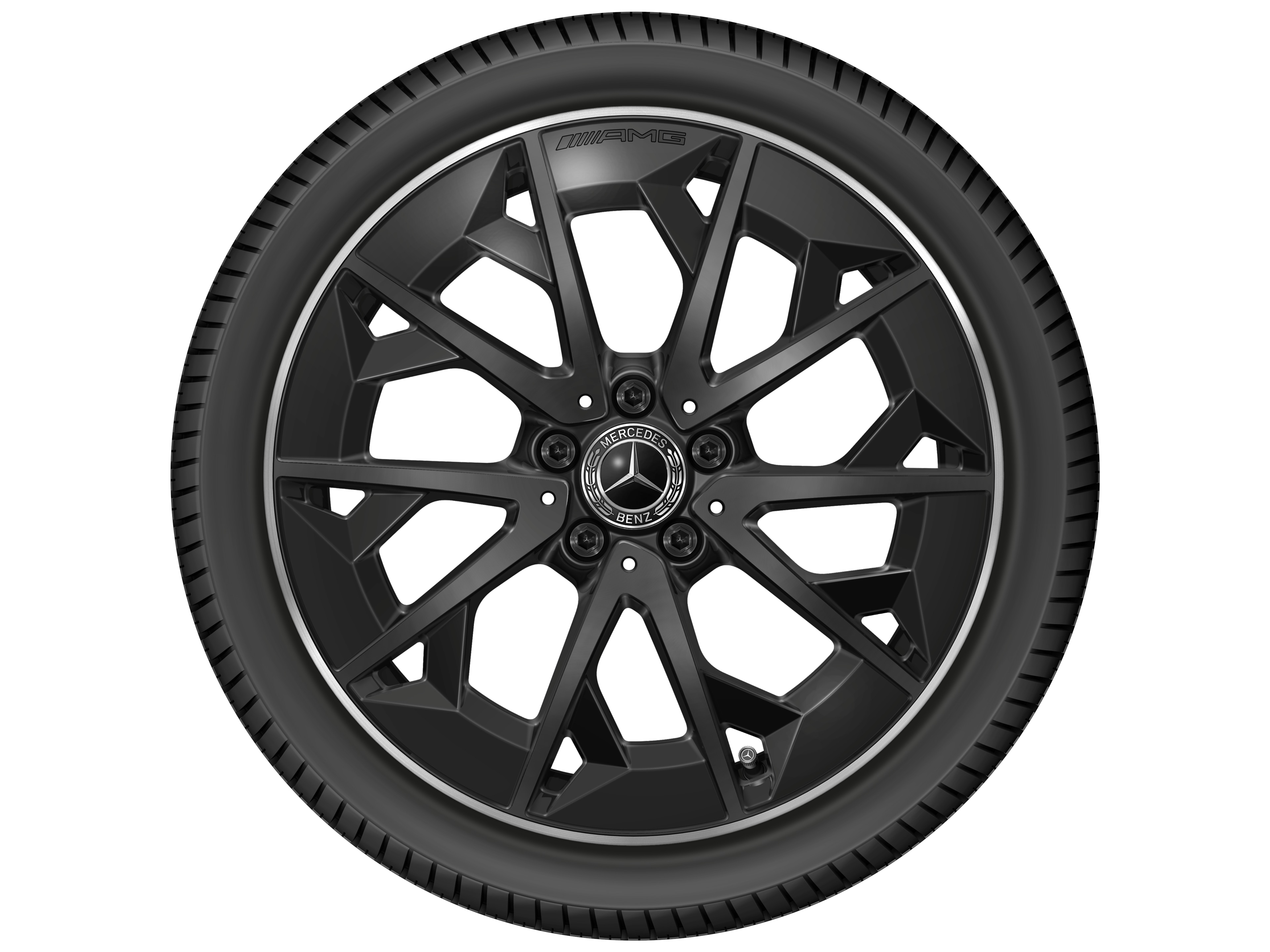 AMG light-alloy wheel, in cross-spoke design, 48.3 cm (19-inch) - 7,5 J x 19 ET 48,4, matt black, high-sheen rim flange