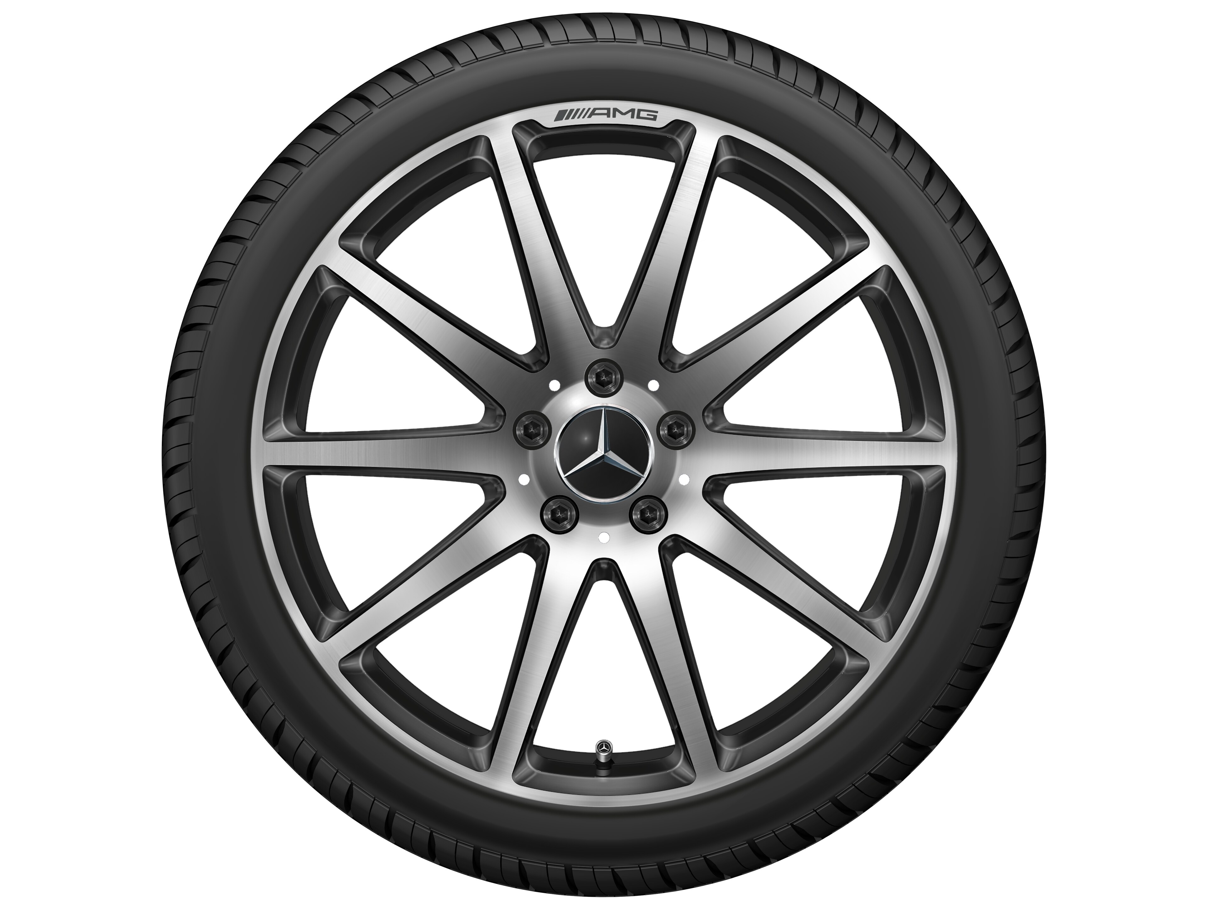 AMG forged wheel in 10-spoke design, 48.3 cm (19-inch) - 9 J x 19 ET 27, black, polished