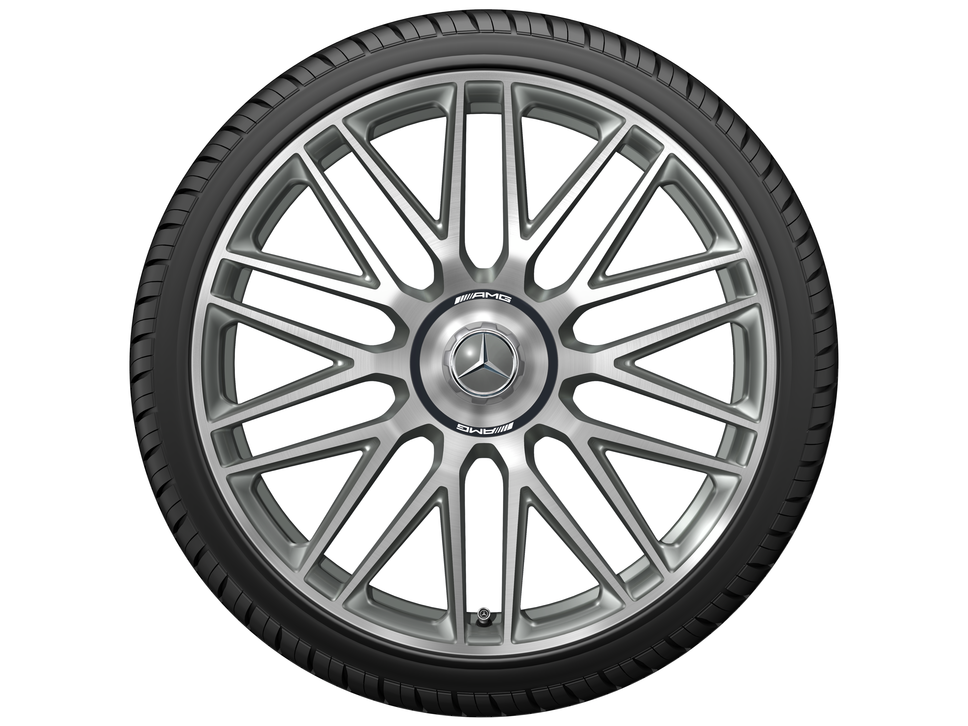 AMG 10-twin-spoke forged wheel, 53.3 cm (21-inch) - 10,5 J x 21 ET 42, titanium grey, high-sheen