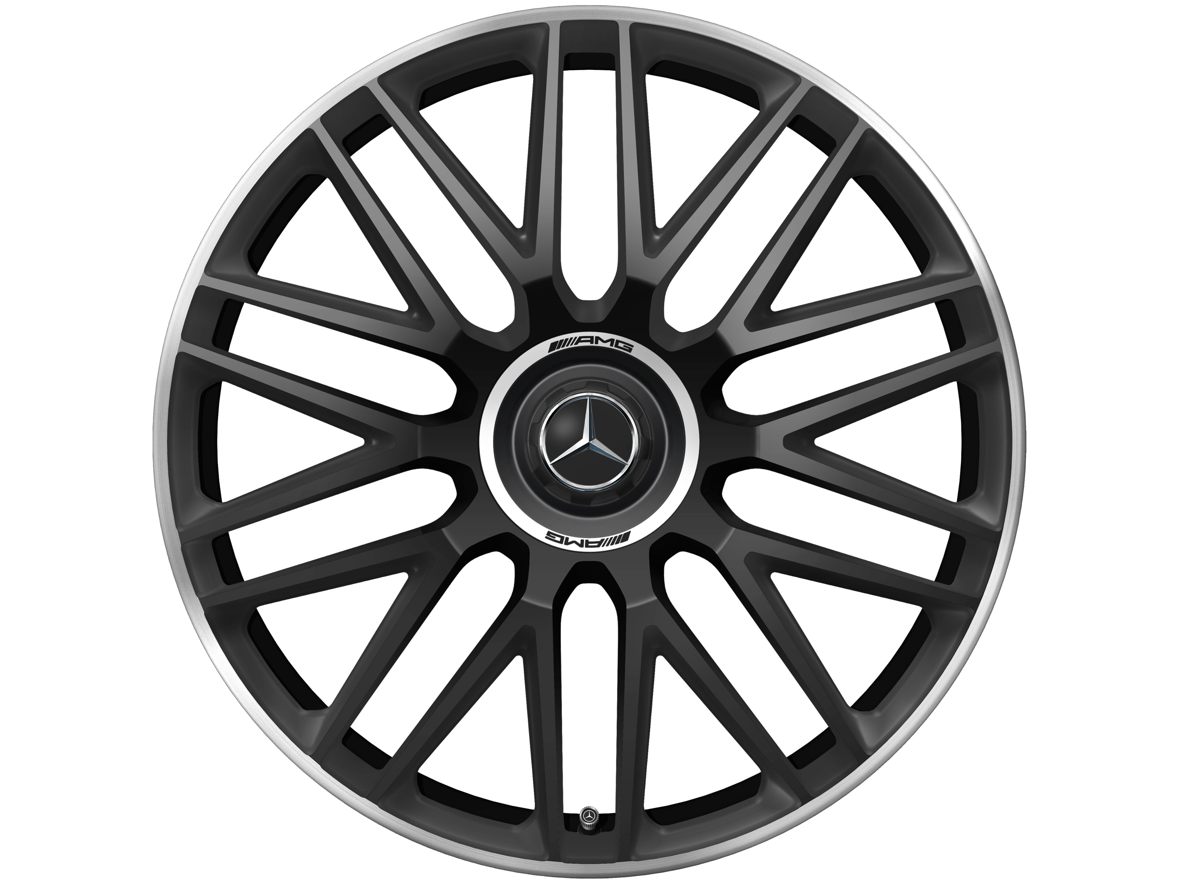AMG 10-twin-spoke forged wheel, 53.3 cm (21-inch), High-sheen rim flange - 10,5 J x 21 ET 42, matt black, high-sheen rim flange