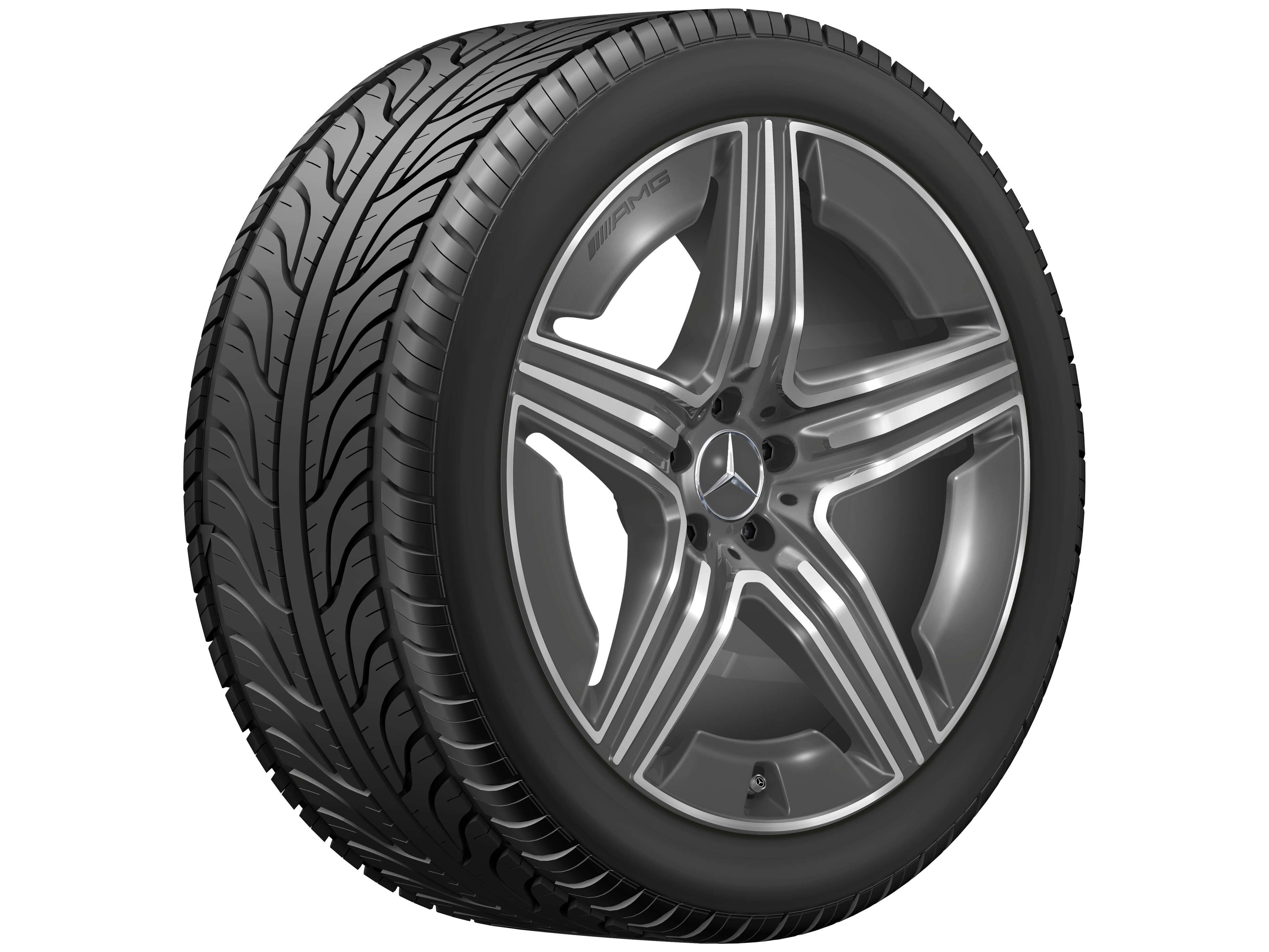AMG 5-twin-spoke wheel, 53.3 cm (21-inch) - 11 J x 21 ET 49, tantalite grey, high-sheen