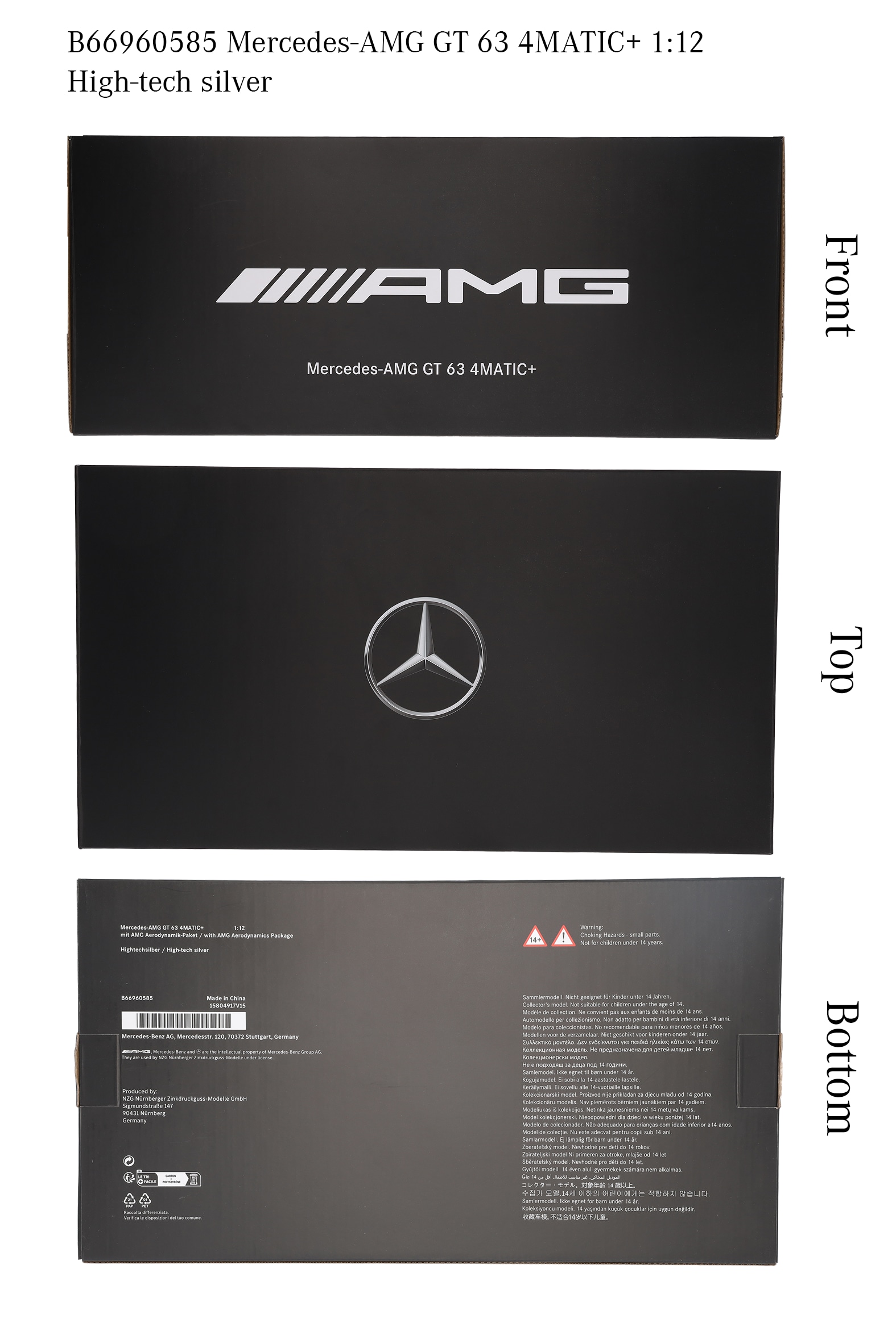 Mercedes-AMG GT 63 4MATIC+ - high-tech silver, NZG, 1:12