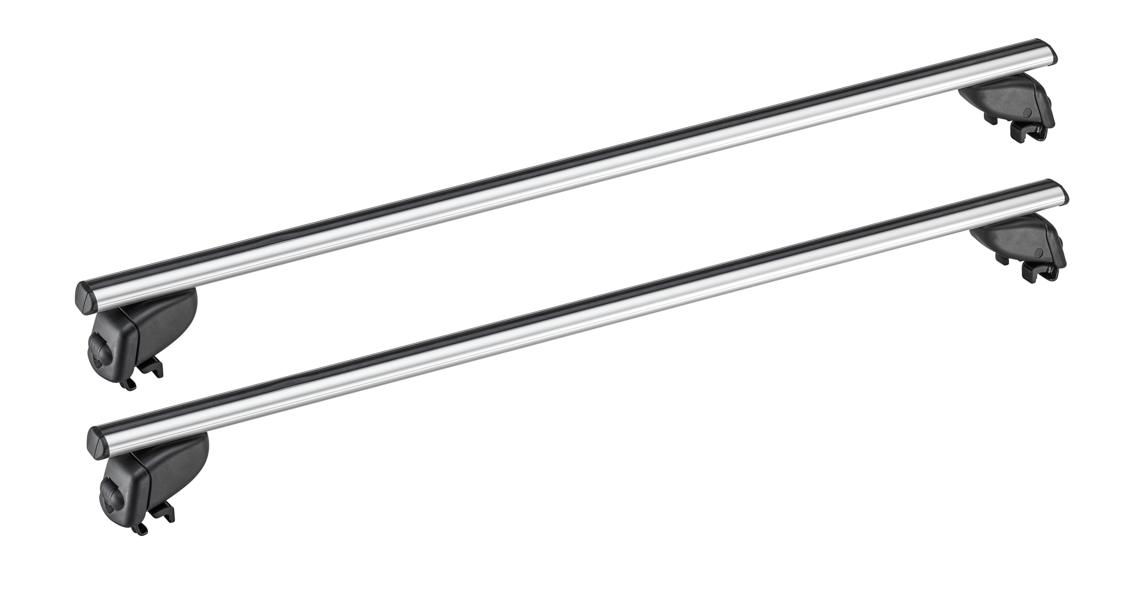 Alustyle basic racks for roof rails, two cross-bars - Aluminium / Plastic, silver-coloured / black