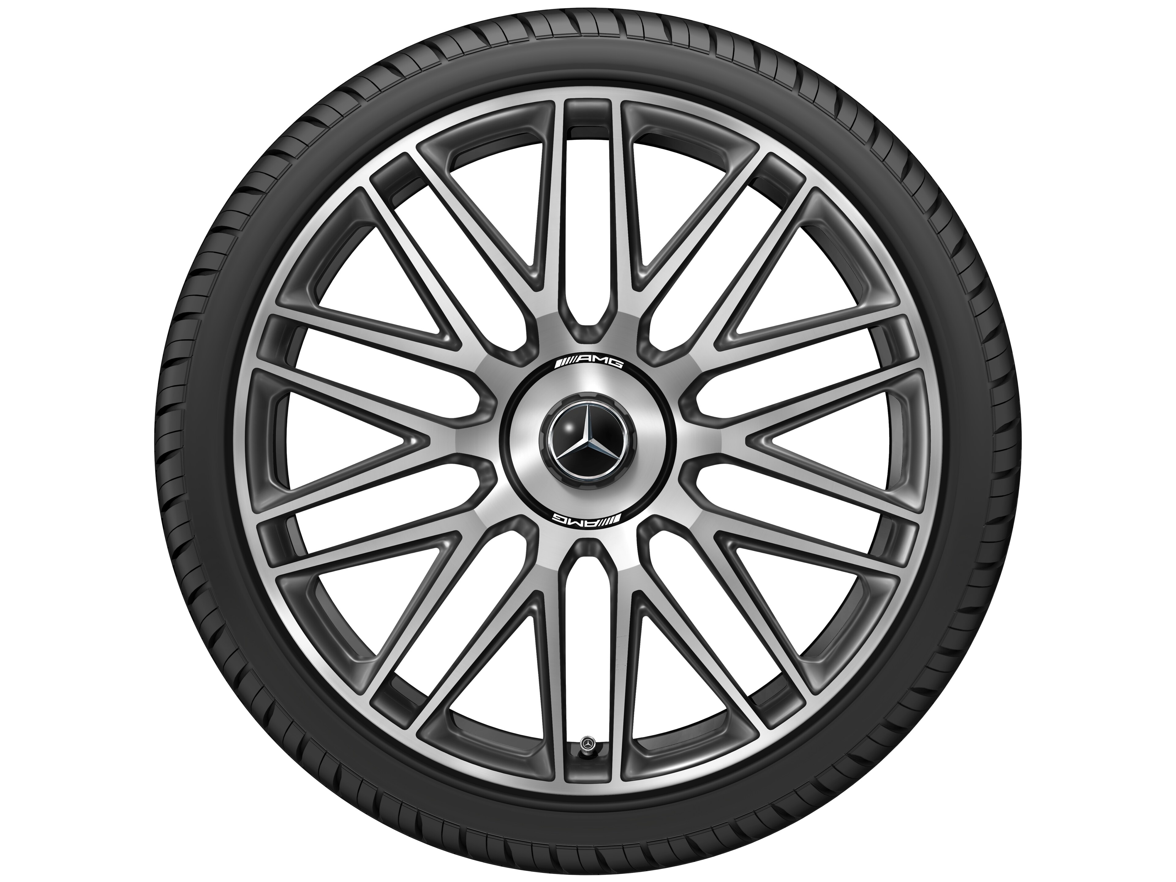 AMG 10-spoke design forged wheel, 53.3 cm (21-inch) - 9,5 J x 21 ET 33, black / dark platinum gloss
