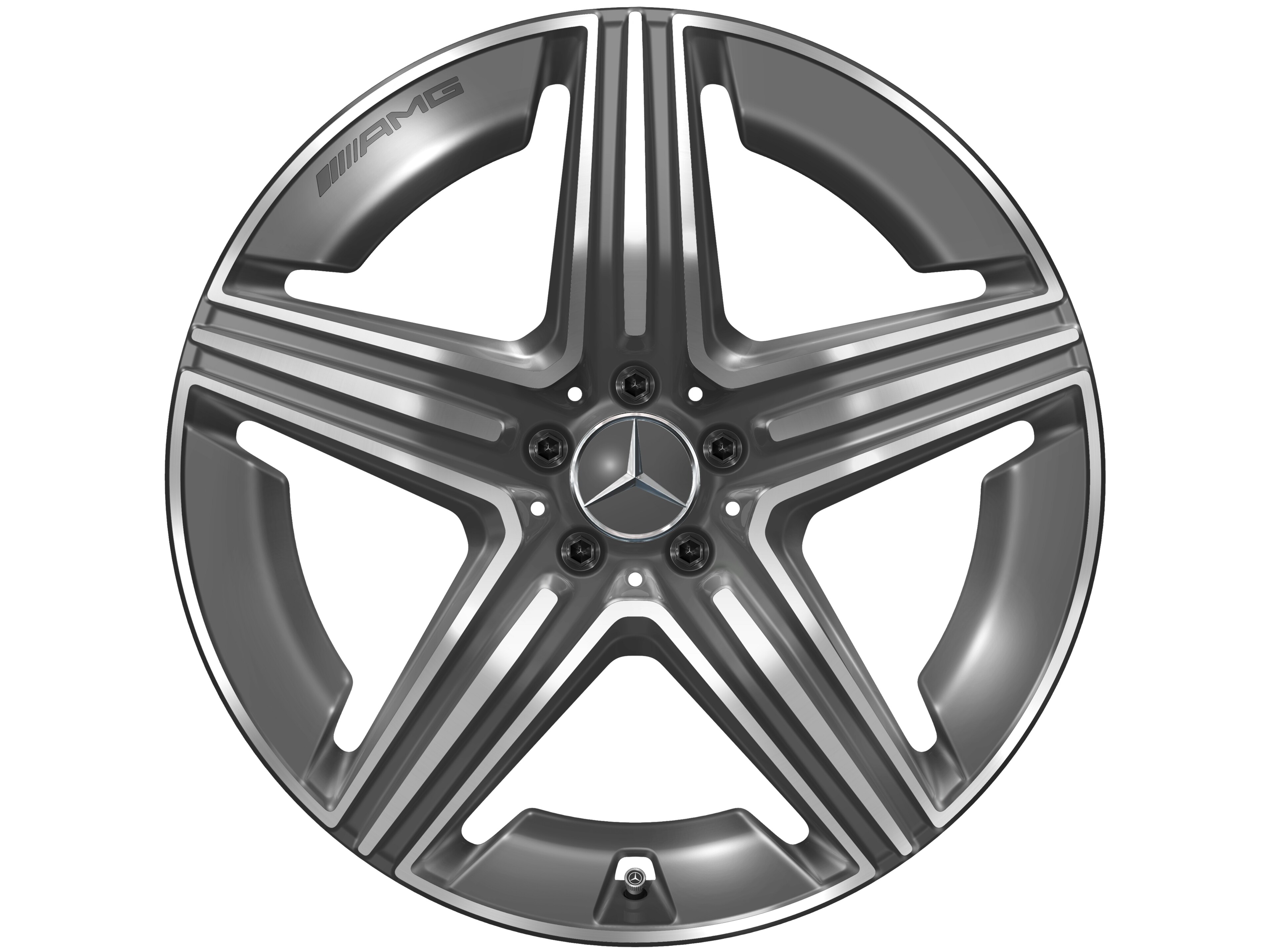 AMG 5-twin-spoke wheel, 53.3 cm (21-inch) - 11 J x 21 ET 49, tantalite grey, high-sheen