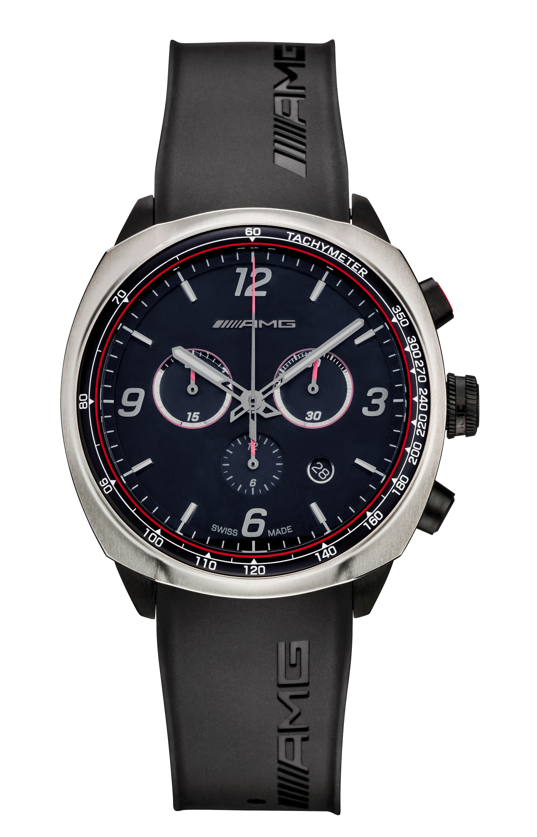 Watch, Men, AMG, Essentials chronograph watch - black / anthracite / red, Stainless steel / Titanium / Rubber