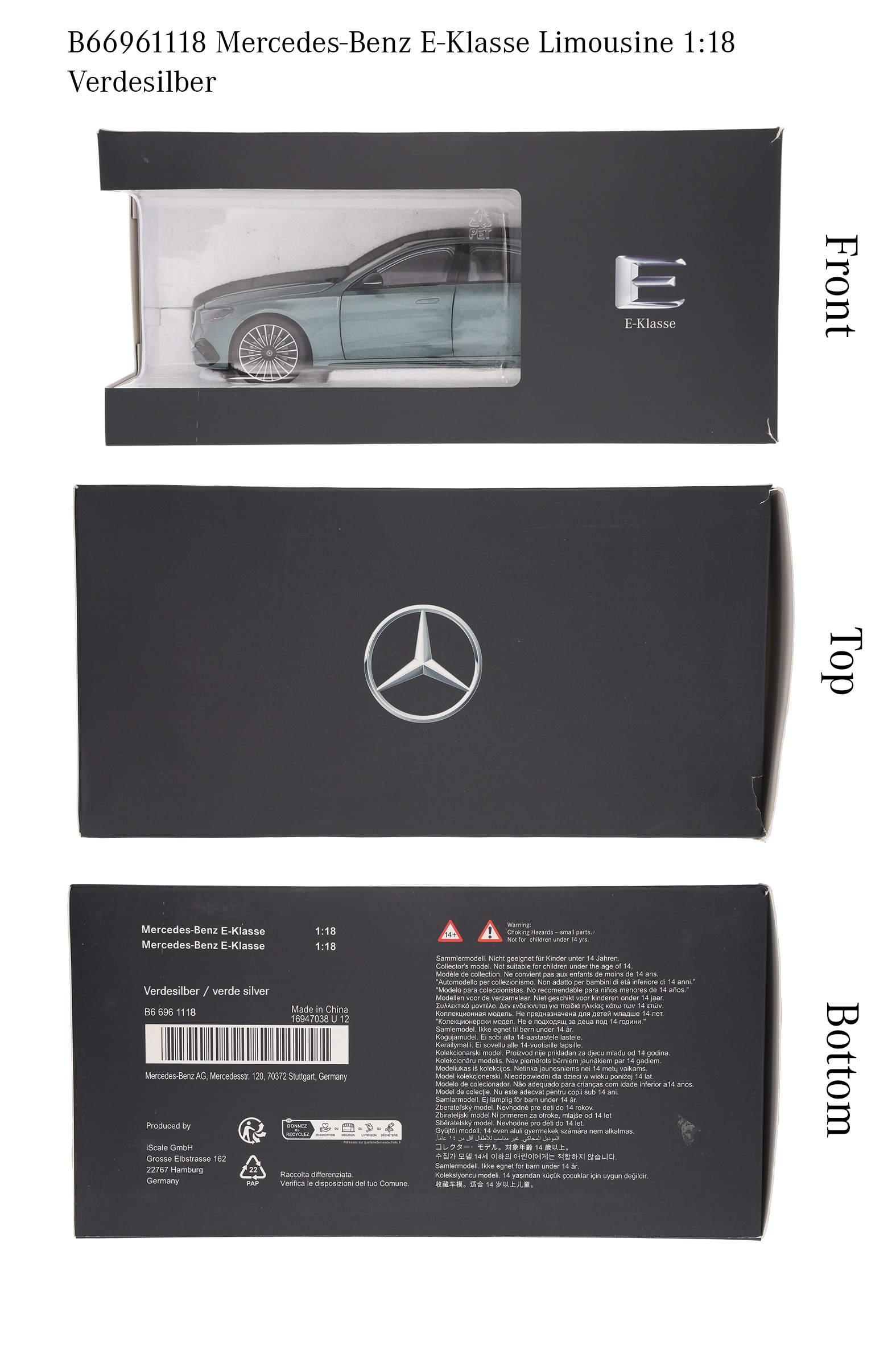 E-Class, Saloon, AMG Line, W214 - green silver, iScale, 1:18