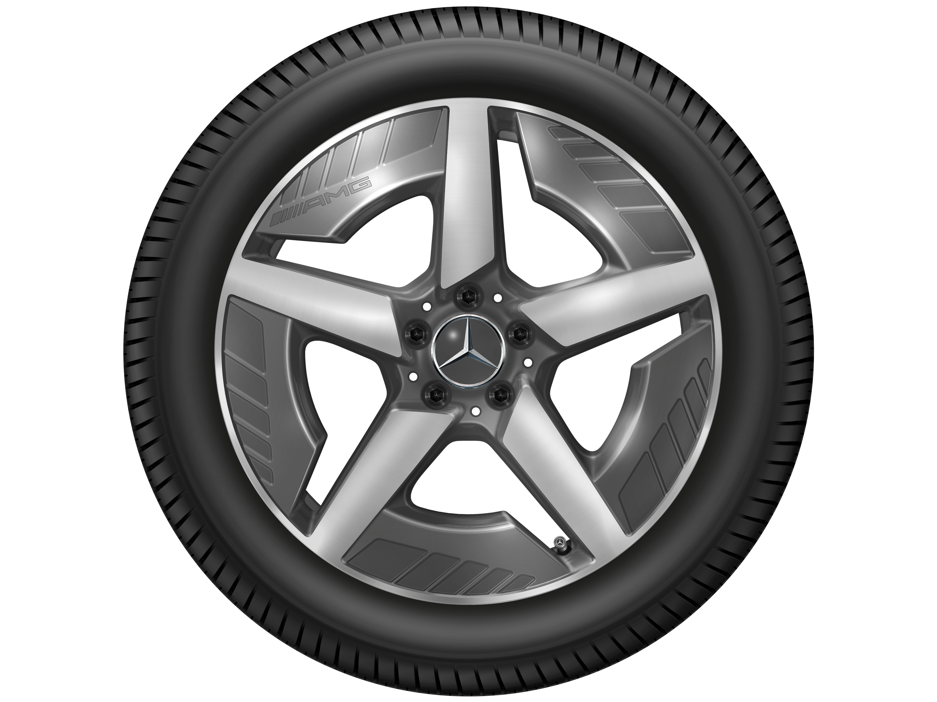 AMG light-alloy wheel, in 5-spoke design, 48.3 cm (19-inch), aerodynamically optimized - 7,5 J x 19 ET 53,3, tantalite grey, high-sheen