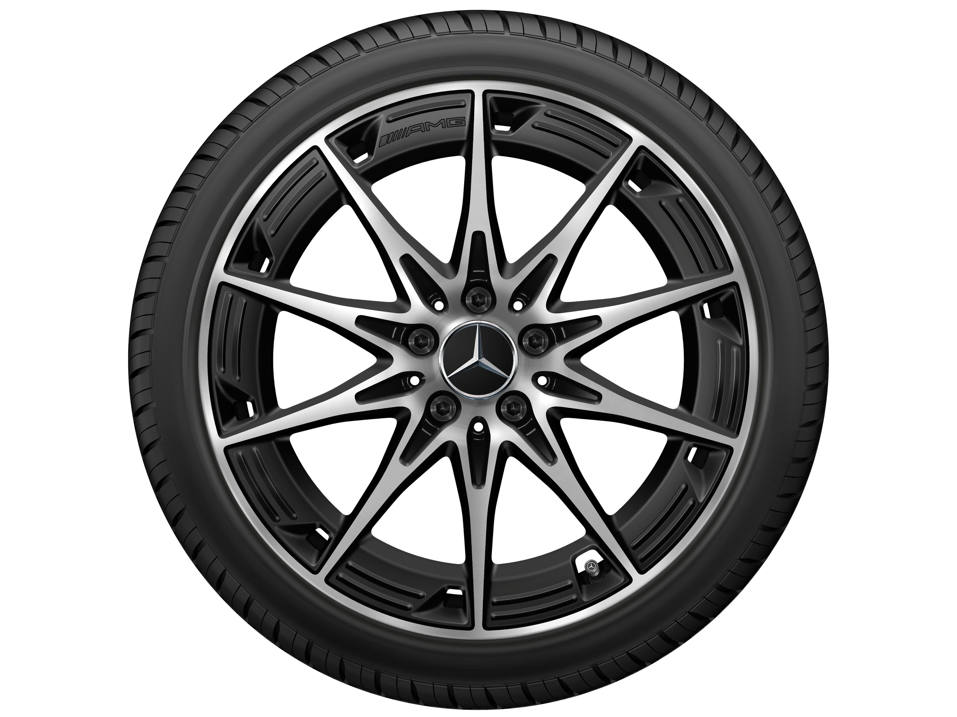 AMG light-alloy wheel, in 10-spoke design, 48.3 cm (19-inch) - 9 J x 19 ET 48, matt black, high-sheen