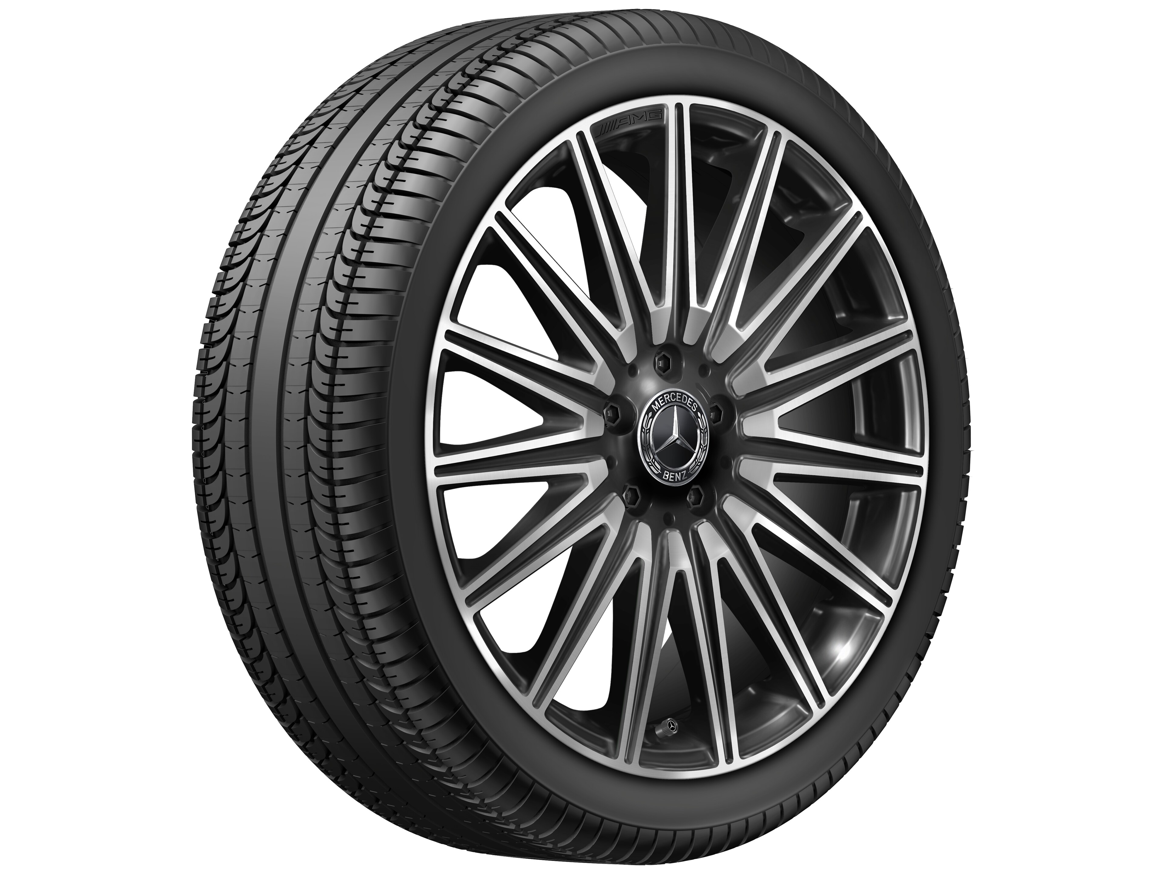 AMG light-alloy wheel, in multi-spoke design, 53.3 cm (21-inch), tinted clearcoat - 8 J x 21 ET 25,2, black, high-sheen