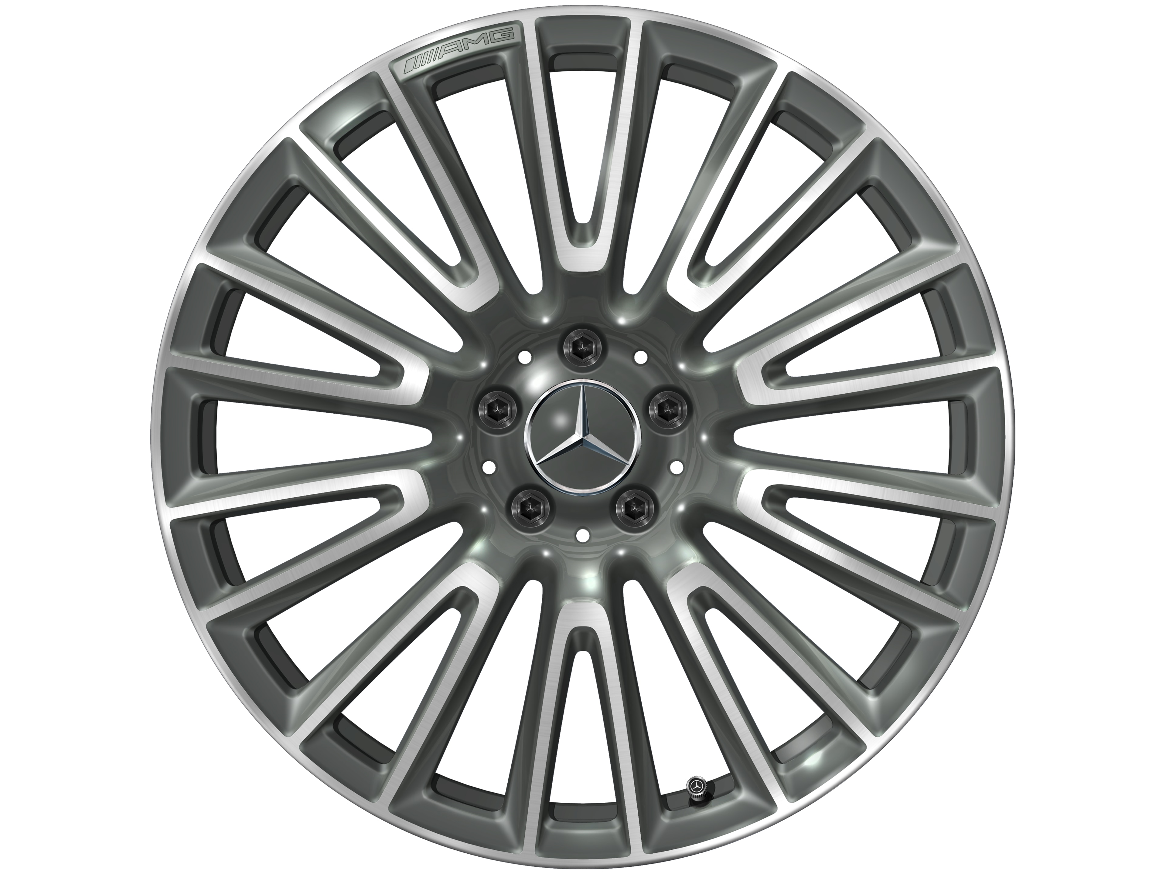 AMG light-alloy wheel, in 10-twin-spoke design, 50.8 cm (20-inch) - 10,5 J x 20 ET 43, himalaya grey, high-sheen