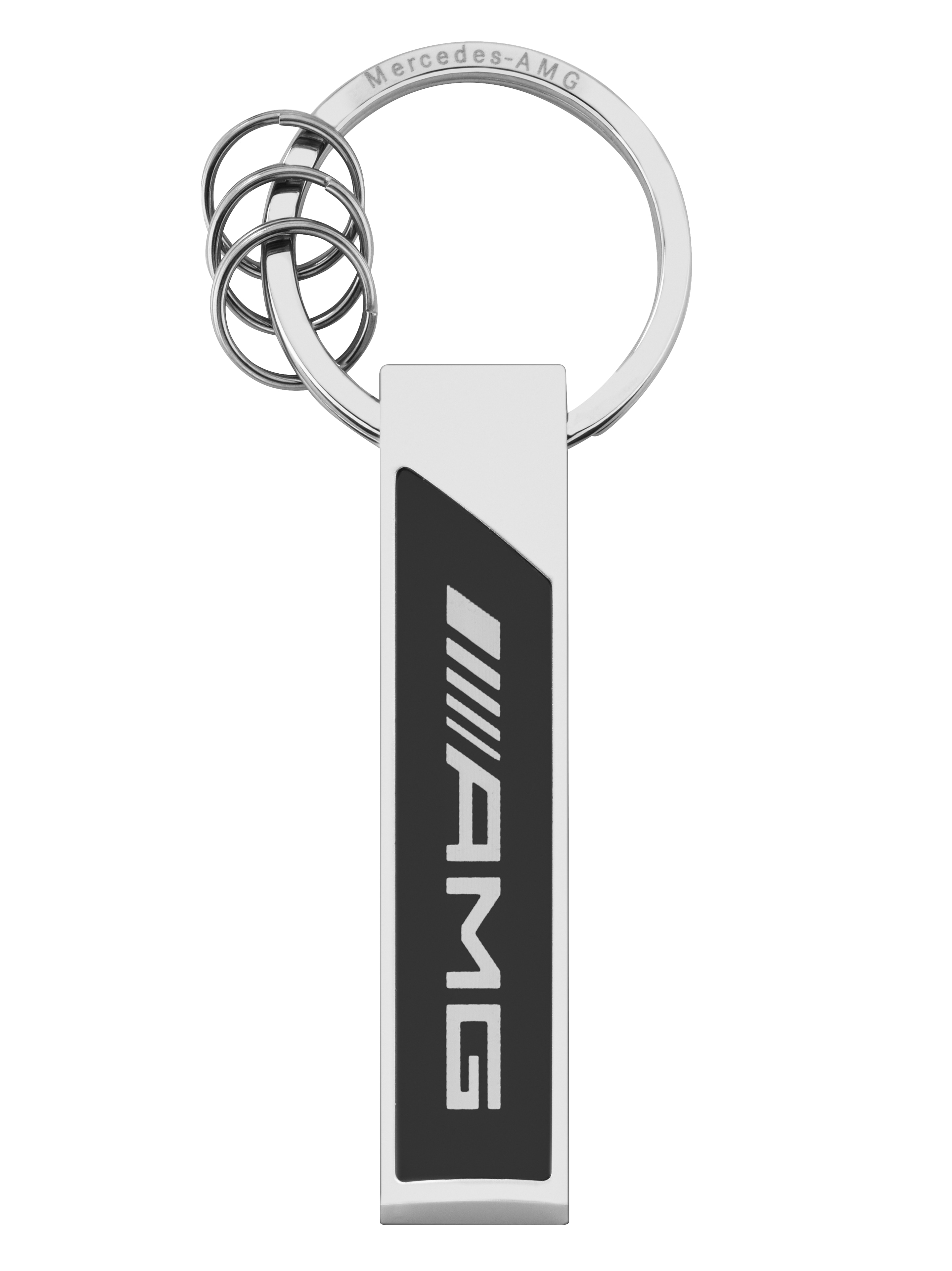 AMG key ring, Logo - silver-coloured / black / white, Stainless steel