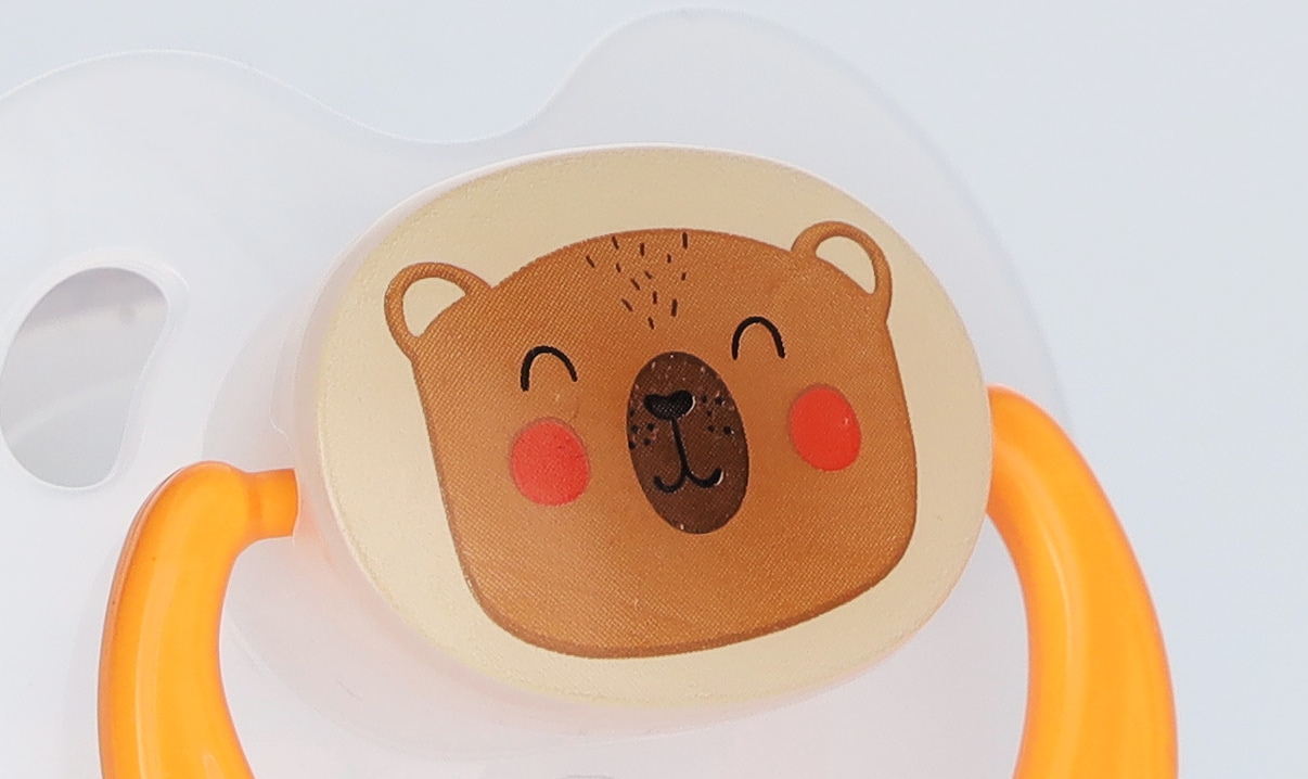 Soother, Forest - translucent white / orange, Plastic / Silicone, BABY-NOVA