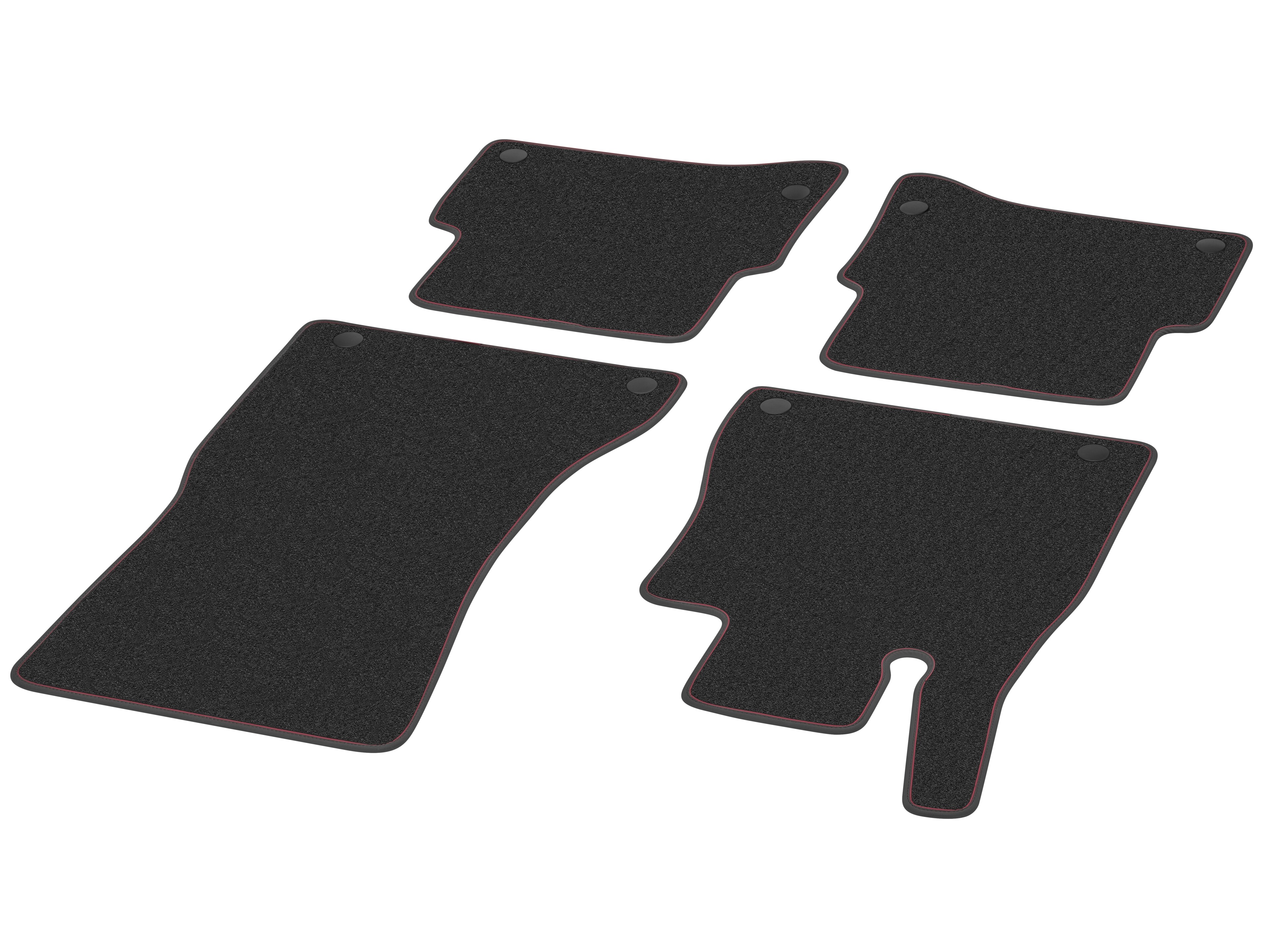 Velour floor mats Set, Set of 4, P34 Exclusive package - RHD, black / carmine red