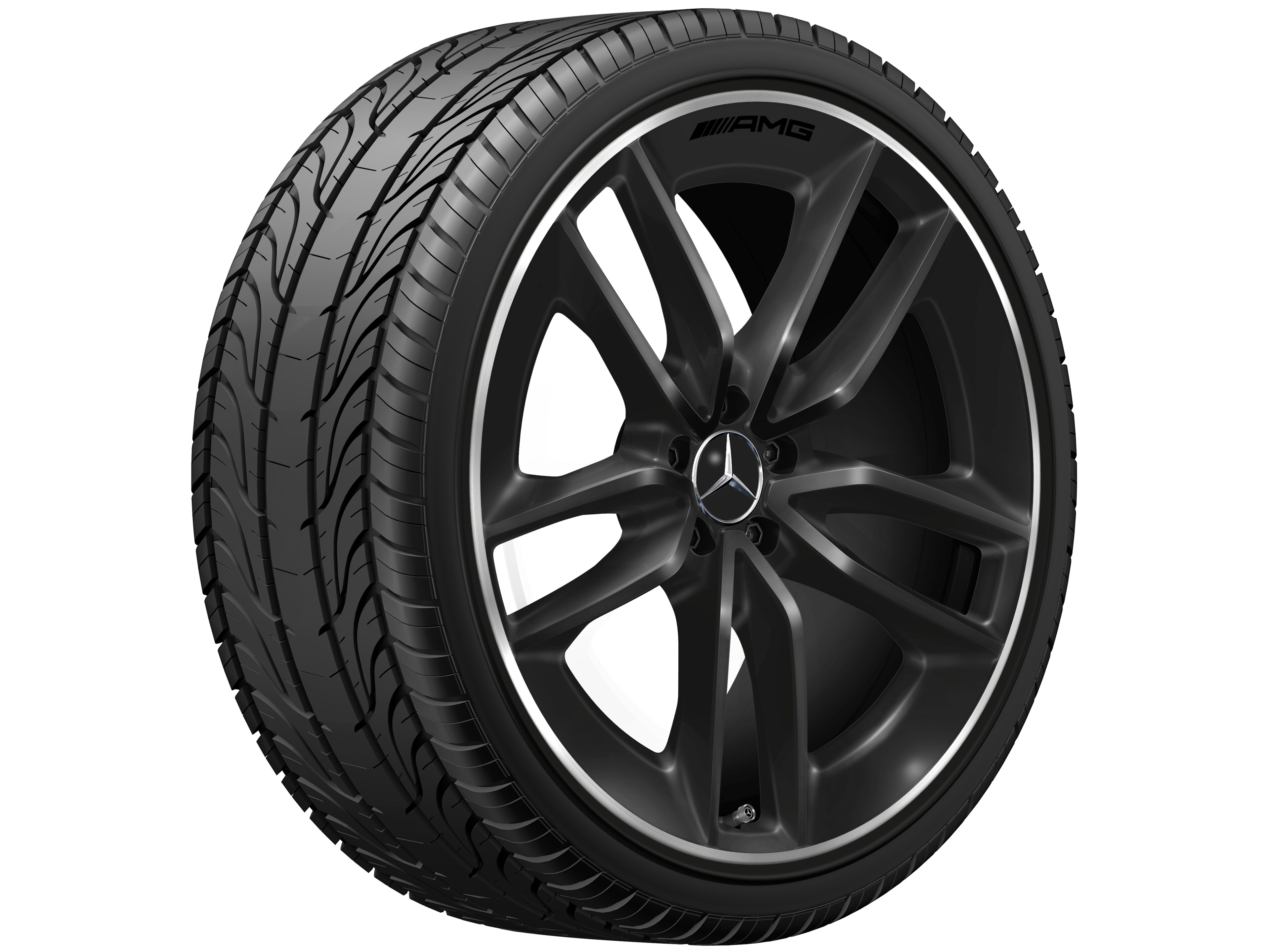 AMG 5-twin-spoke wheel, 55.9 cm (22-inch), High-sheen rim flange - 10 J x 22 ET 56,1, black, high-sheen rim flange