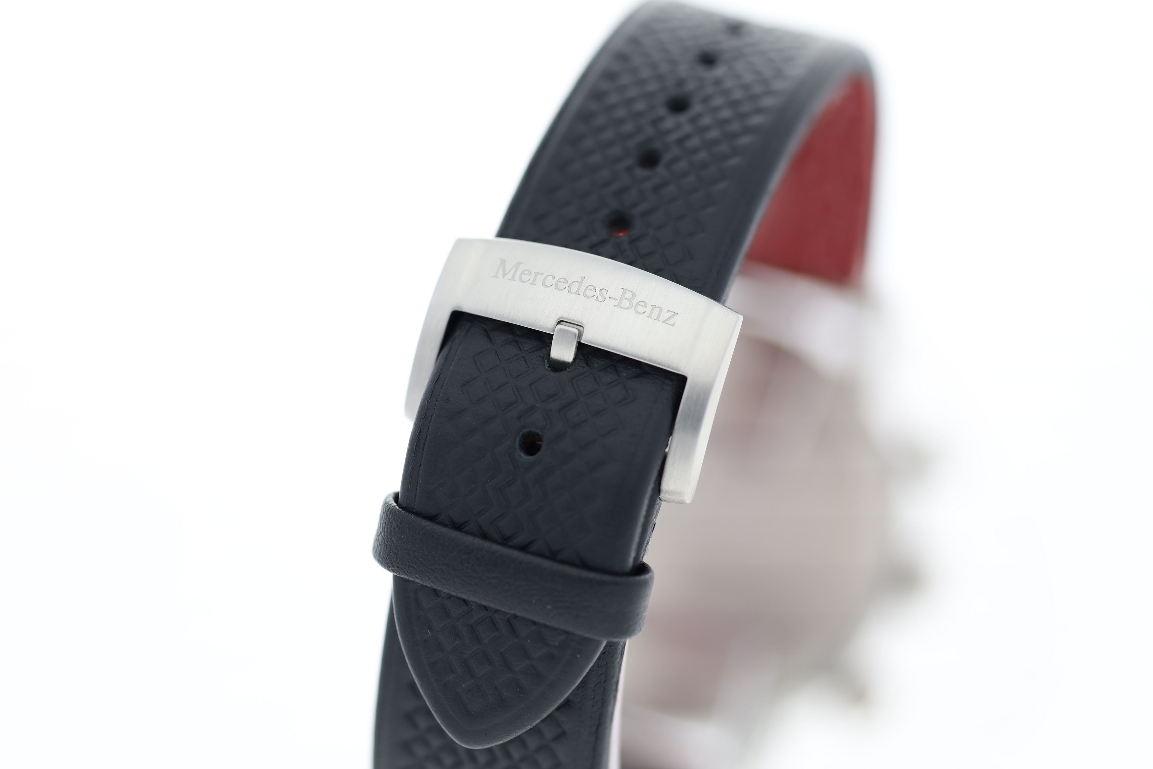 Men's chronograph watch, CLASSIC, Silver Arrow - silver-coloured / black / red, Stainless steel / Calfskin
