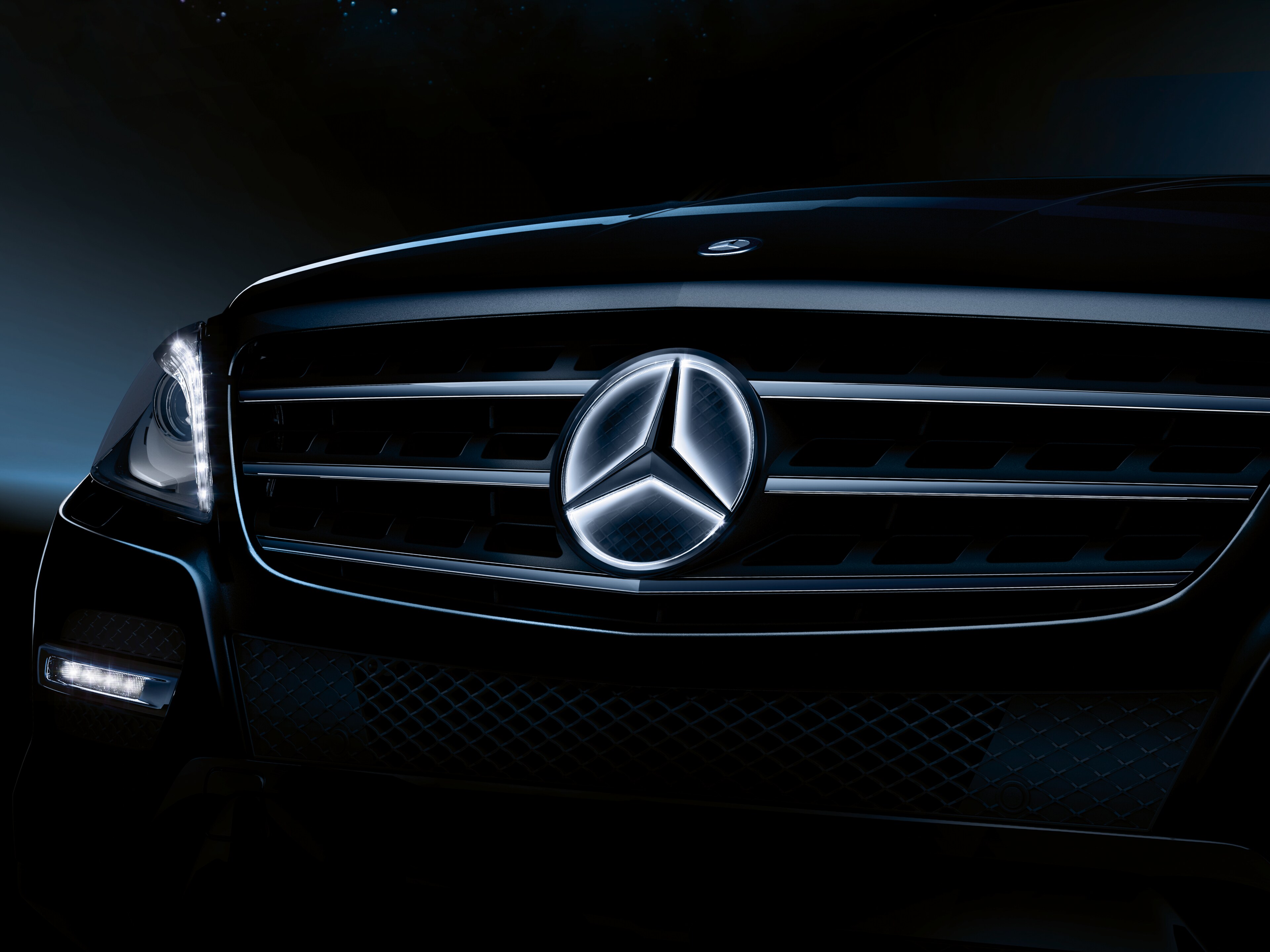 Illuminated Mercedes star, Attachment part - Chrome, chrome
