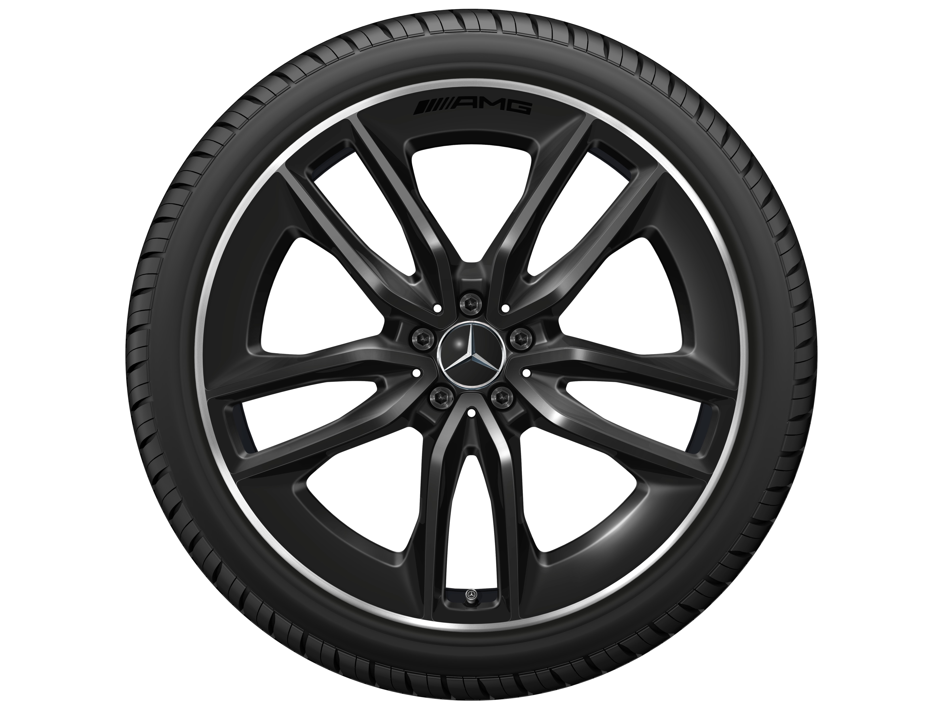 AMG 5-twin-spoke wheel, 55.9 cm (22-inch), High-sheen rim flange - 10 J x 22 ET 56,1, black, high-sheen rim flange