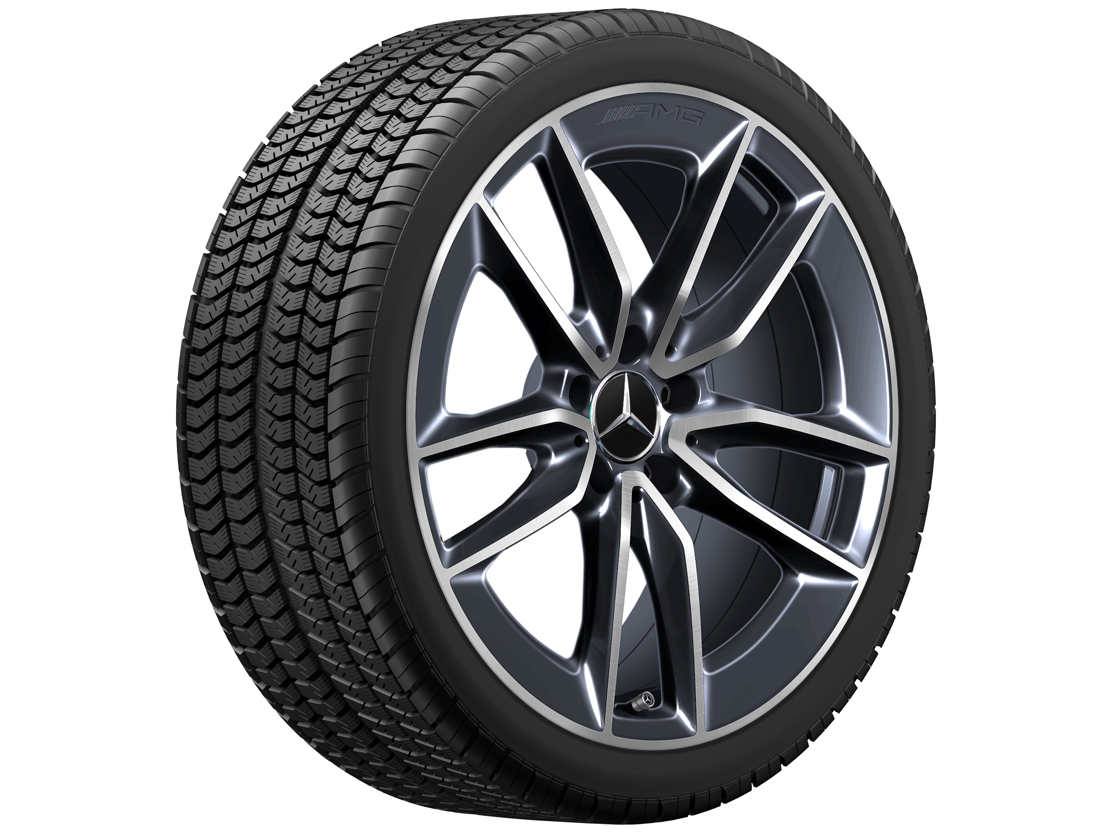 AMG 5-twin-spoke wheel, 48.3 cm (19-inch) - 8 J x 19 ET 49, tantalite grey, high-sheen