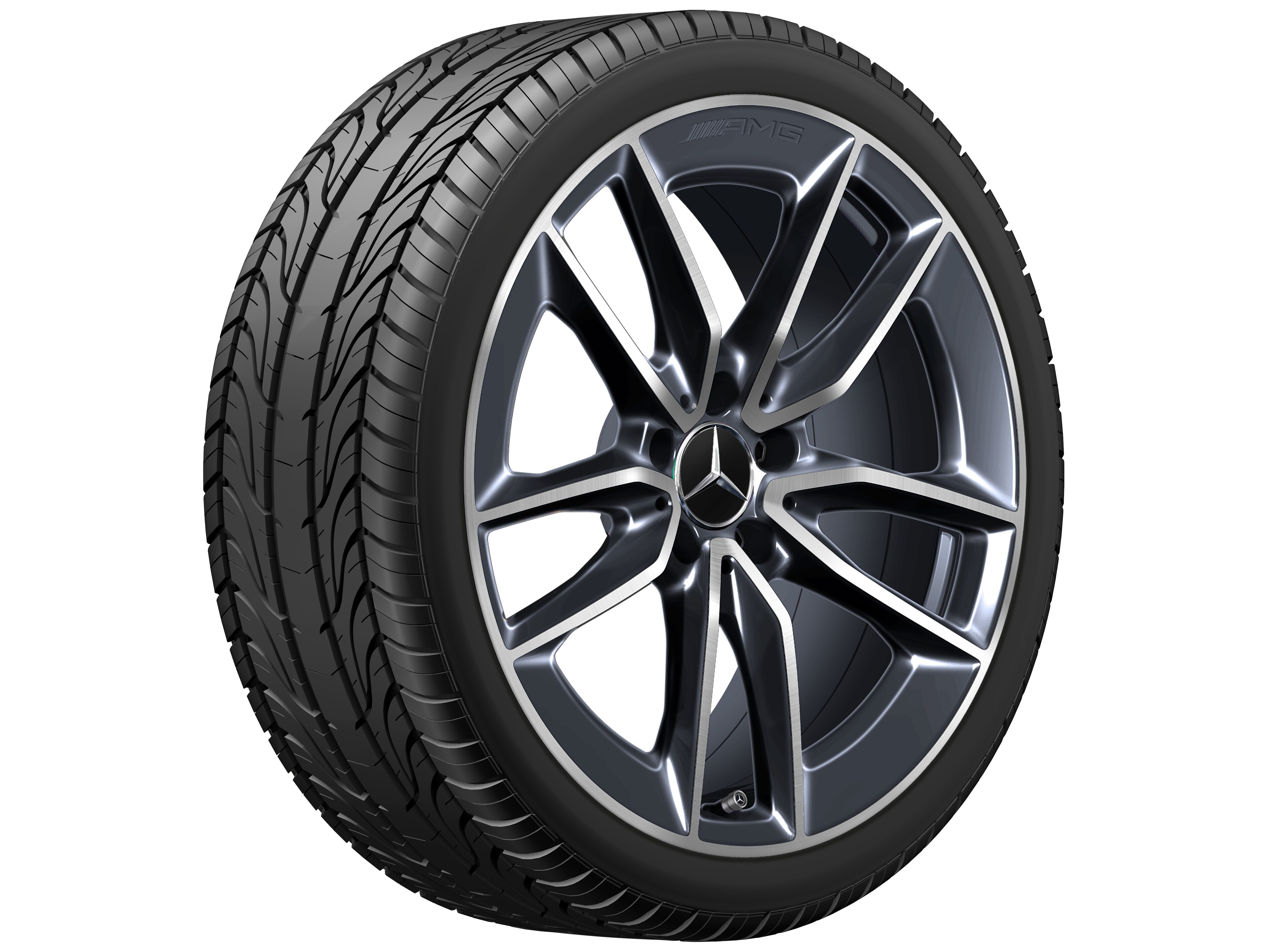 AMG 5-twin-spoke wheel, 48.3 cm (19-inch) - 8 J x 19 ET 49, tantalite grey, high-sheen
