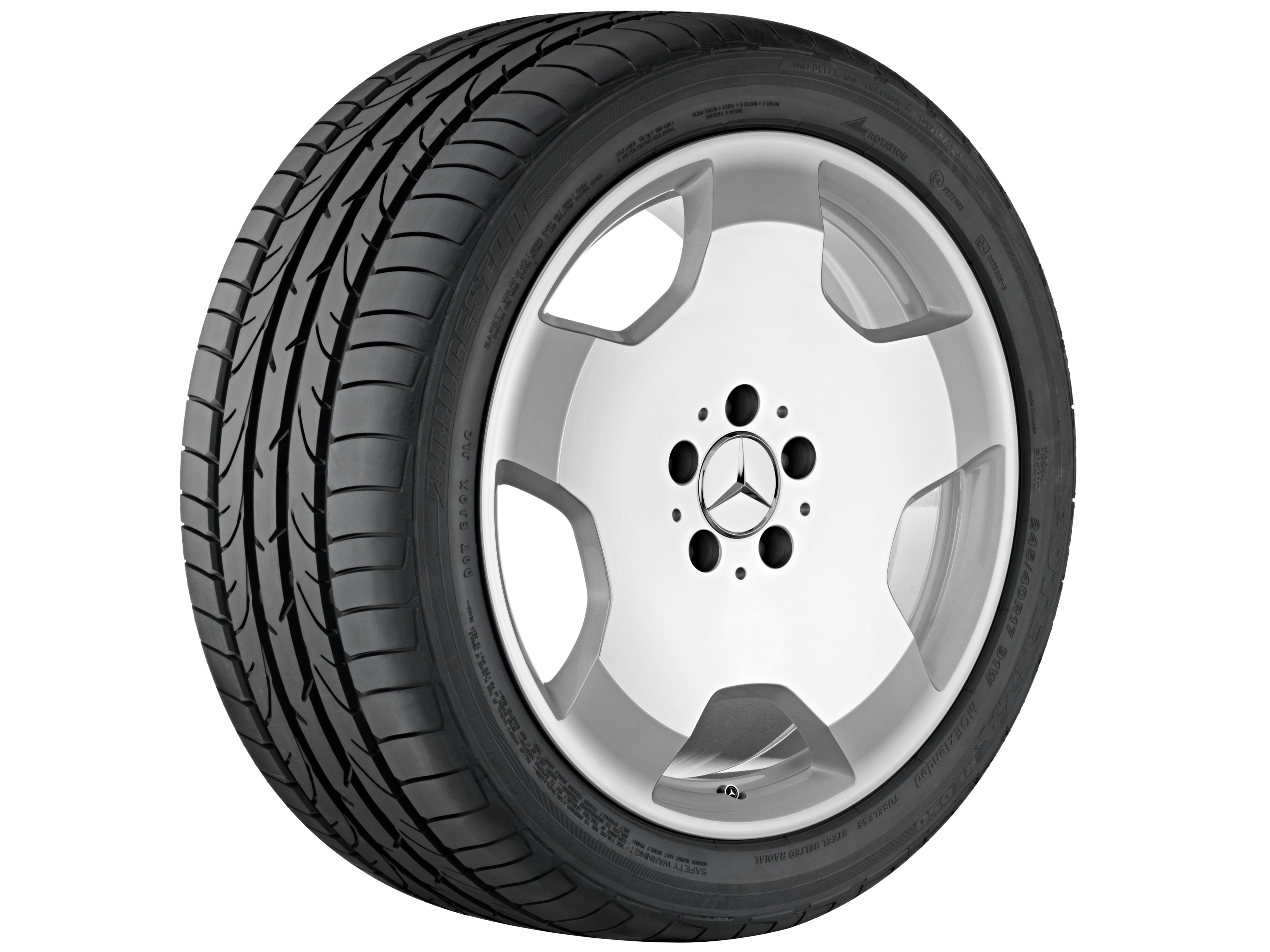 5-spoke wheel, 45.7 cm (18-inch) - 9,5 J x 18 ET 43, sterling silver, high-gloss polished