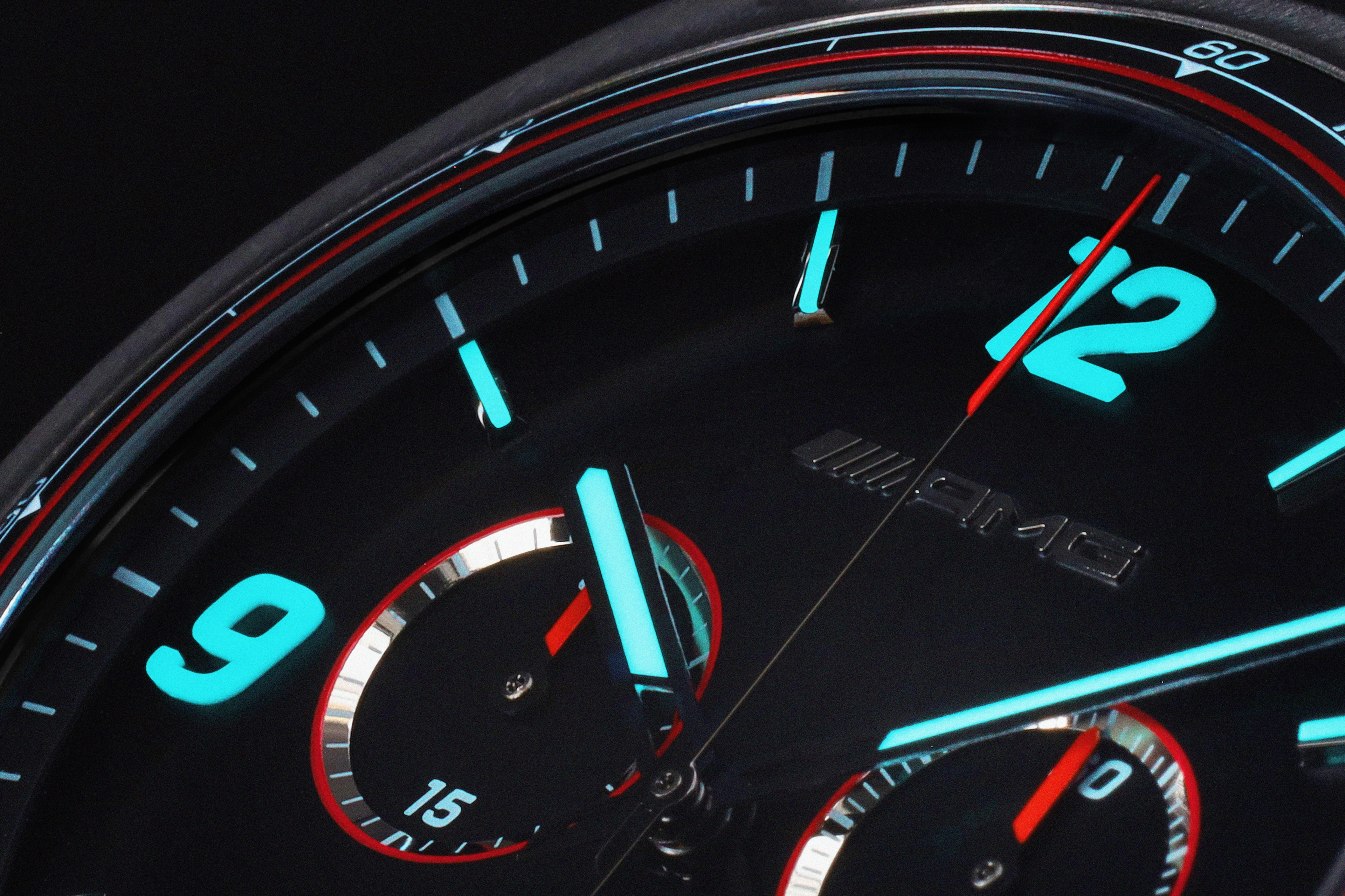 Watch, Men, AMG, Essentials chronograph watch - black / anthracite / red, Stainless steel / Titanium / Rubber