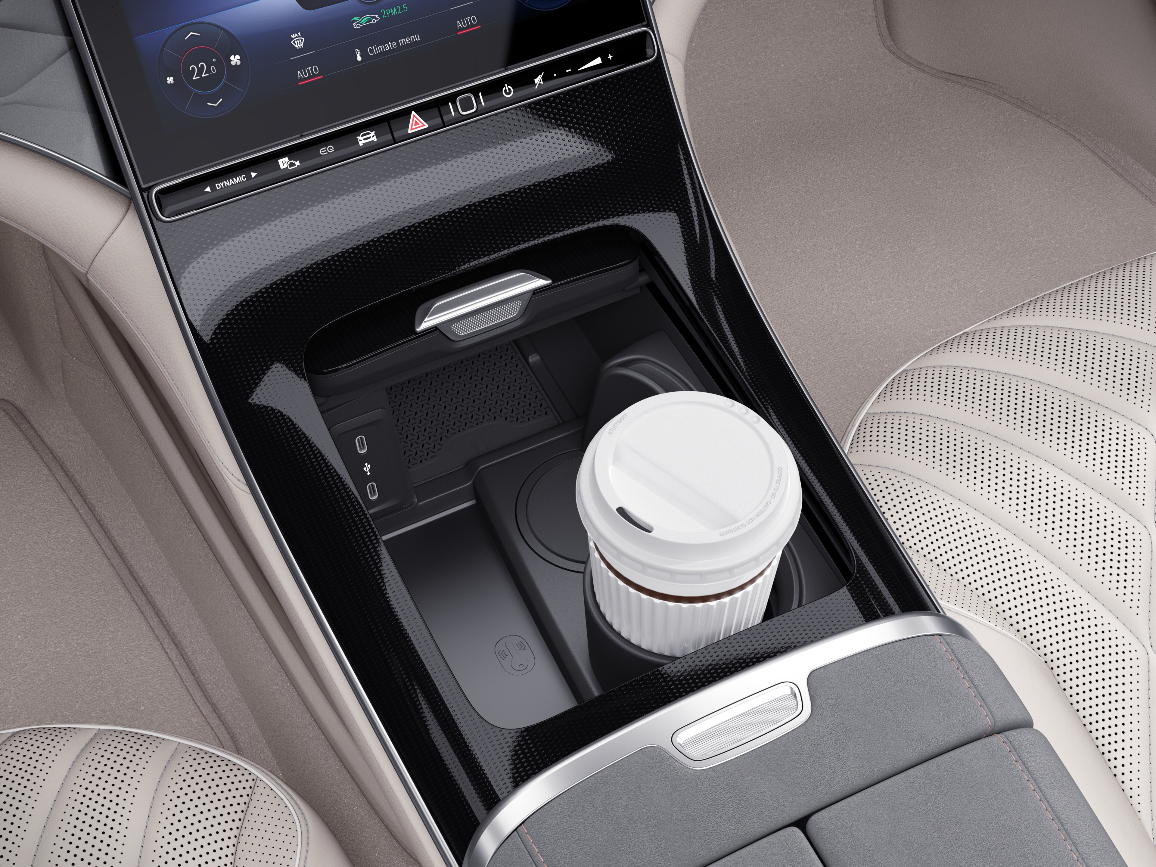 Drinks holder, Centre console - black, Plastic